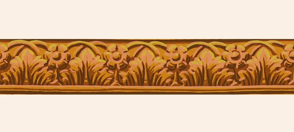hembus-borte-4053-a-akanthus-mit-bl-ten-gelb-papiertapetenborte image 1