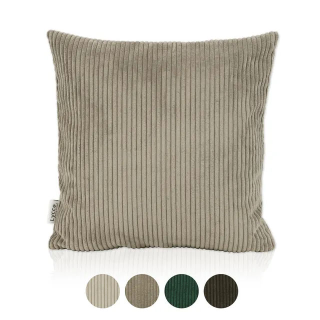 lycce-kissenbezug-cordstoff-taupe-50-x-50-cm-mit-rei-verschluss image 1