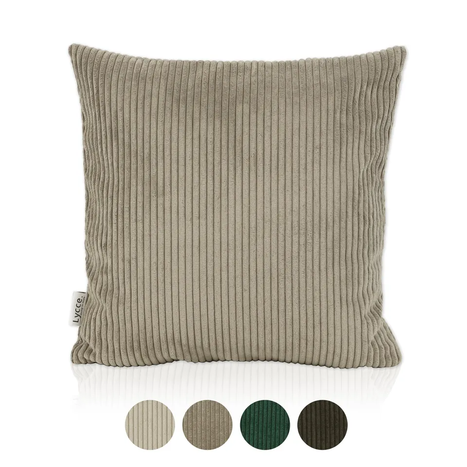 lycce-kissenbezug-cordstoff-taupe-50-x-50-cm-mit-rei-verschluss image 1