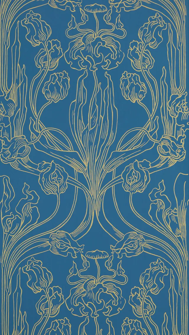 hembus-tapete-3070-b-tulpen-gelb-auf-blau-papiertapete image 1