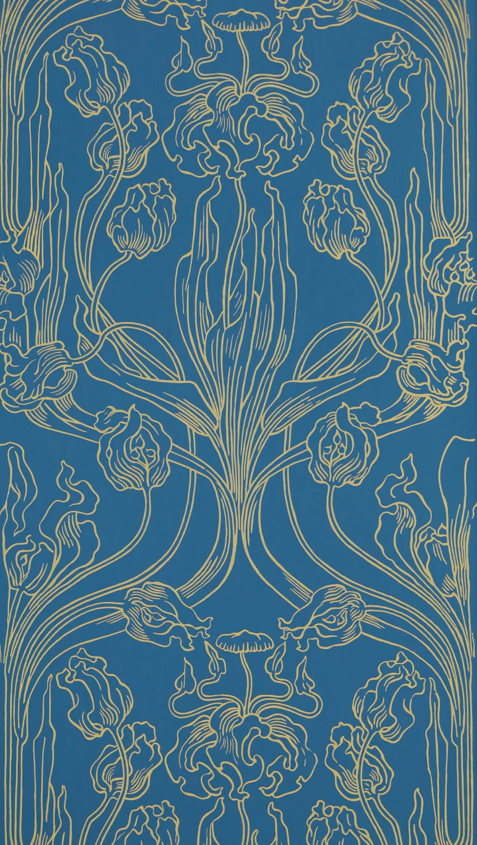 hembus-tapete-3070-b-tulpen-gelb-auf-blau-papiertapete image 1