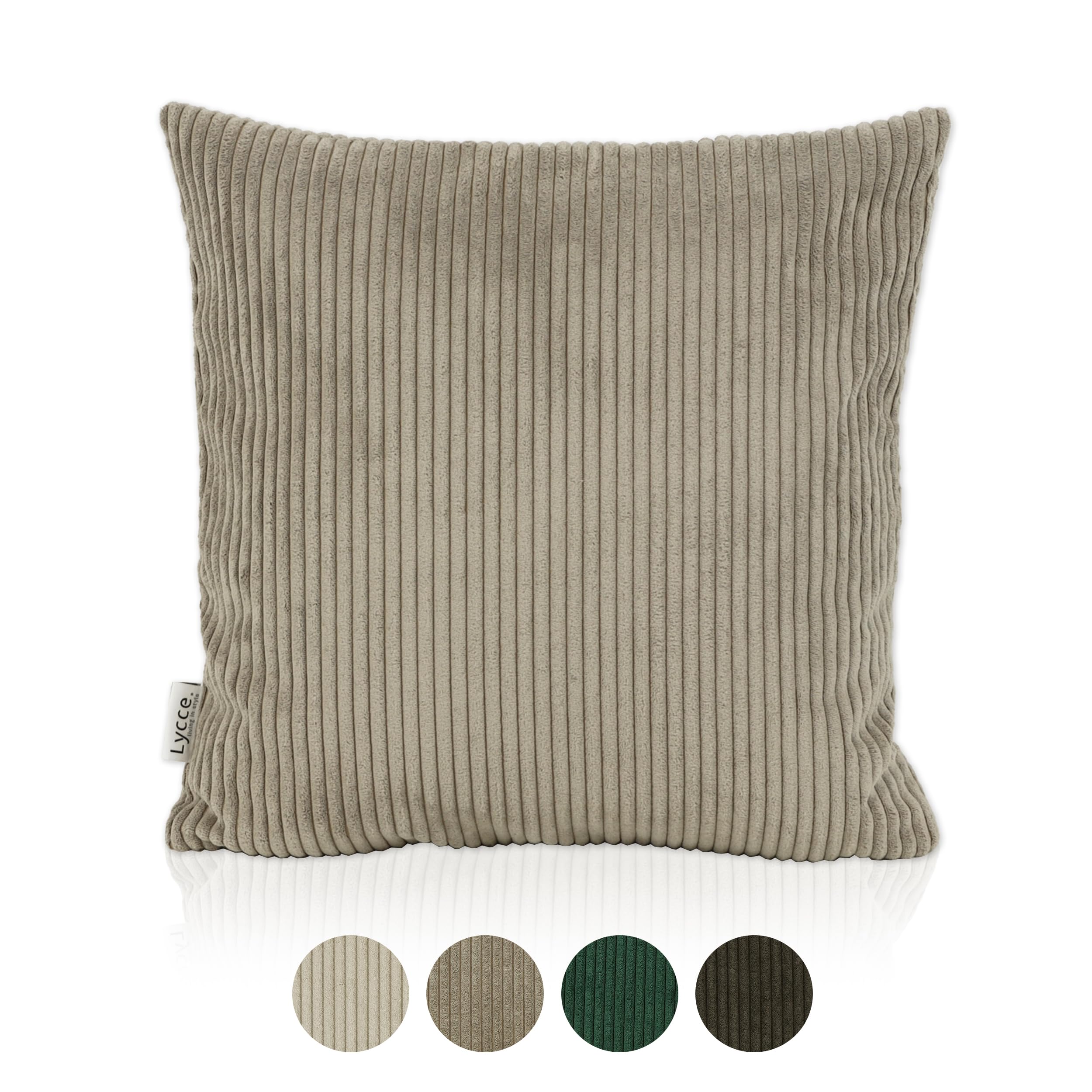 lycce-kissenbezug-cordstoff-taupe-50-x-50-cm-mit-rei-verschluss image 1