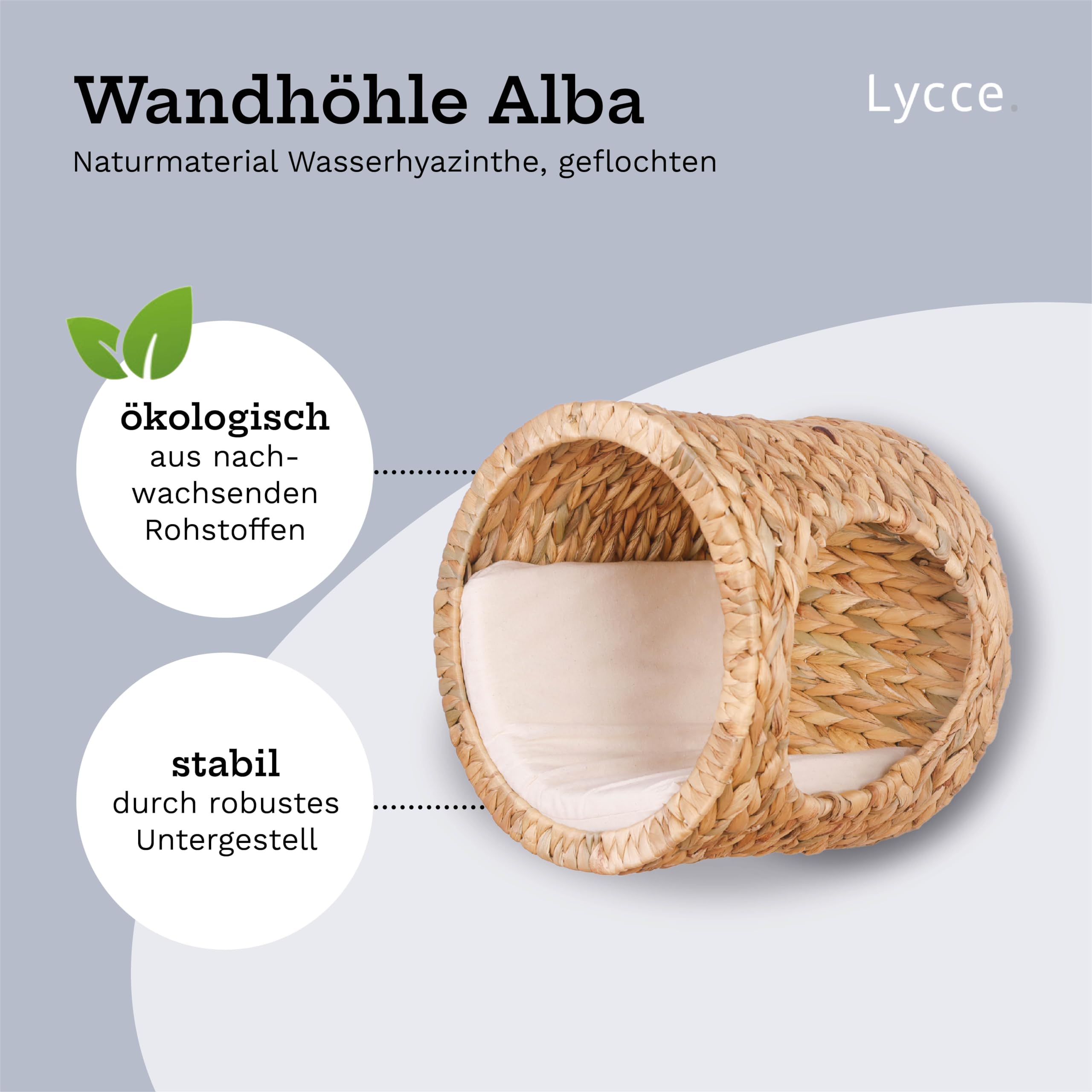 lycce-katzen-wandh-hle-alba-wasserhyazinthe-32-cm-mit-waschbarem-bezug image 2