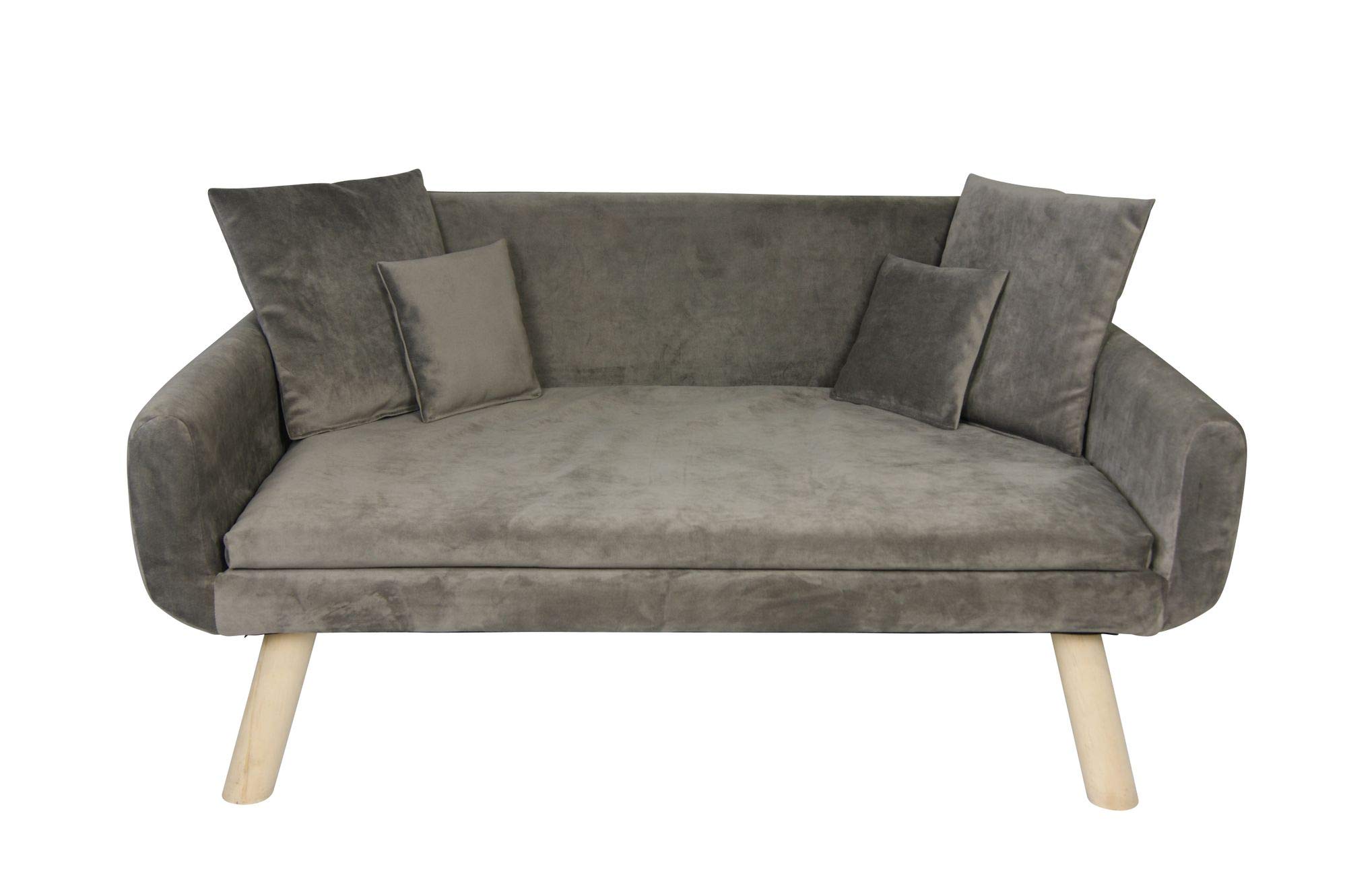 lycce-retro-tiersofa-velvet-f-r-hunde-katzen-taupe-gr-e-2-inkl-kissen image 2