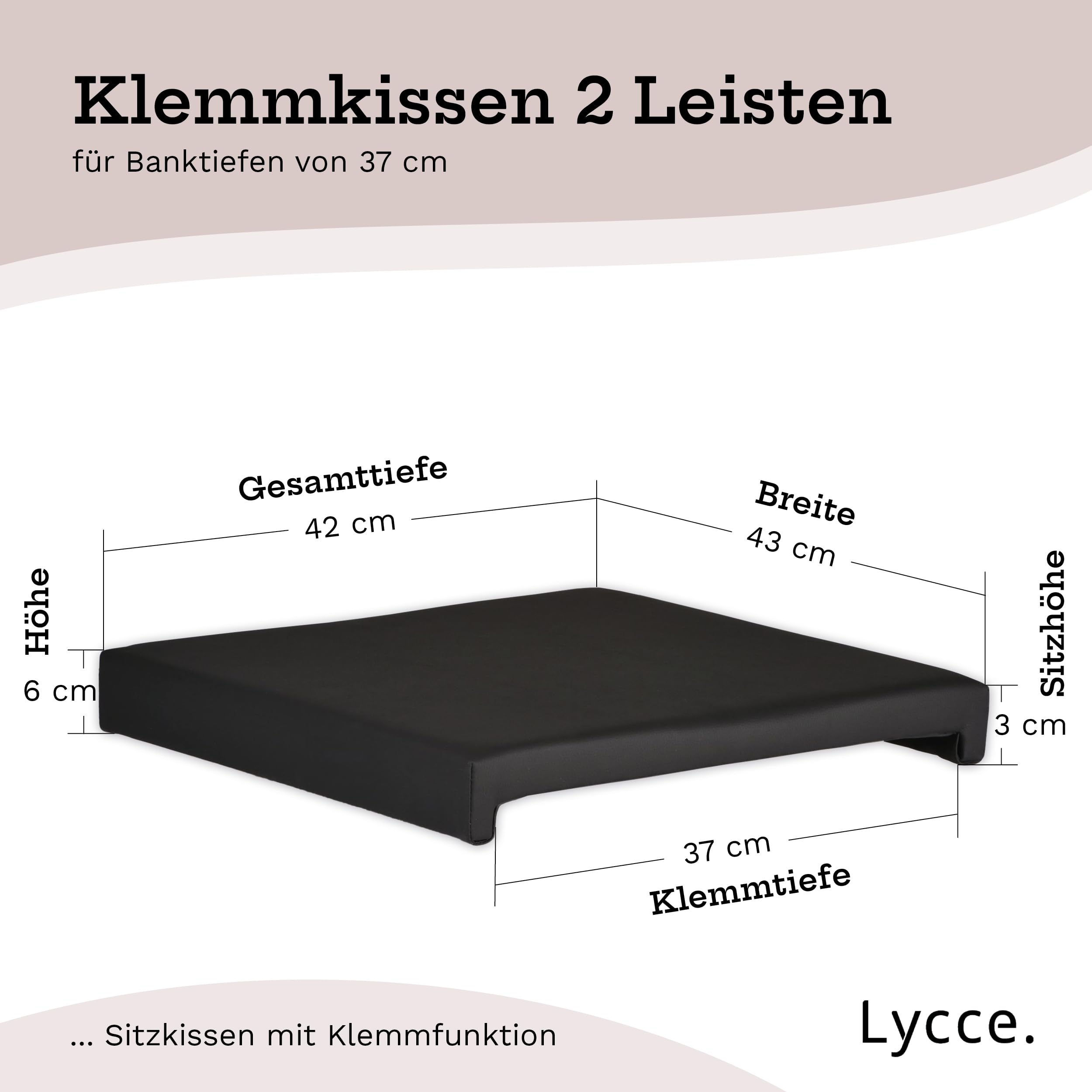 lycce-bankauflage-klemmkissen-2-leisten-kunstleder-schwarz-40-cm image 2
