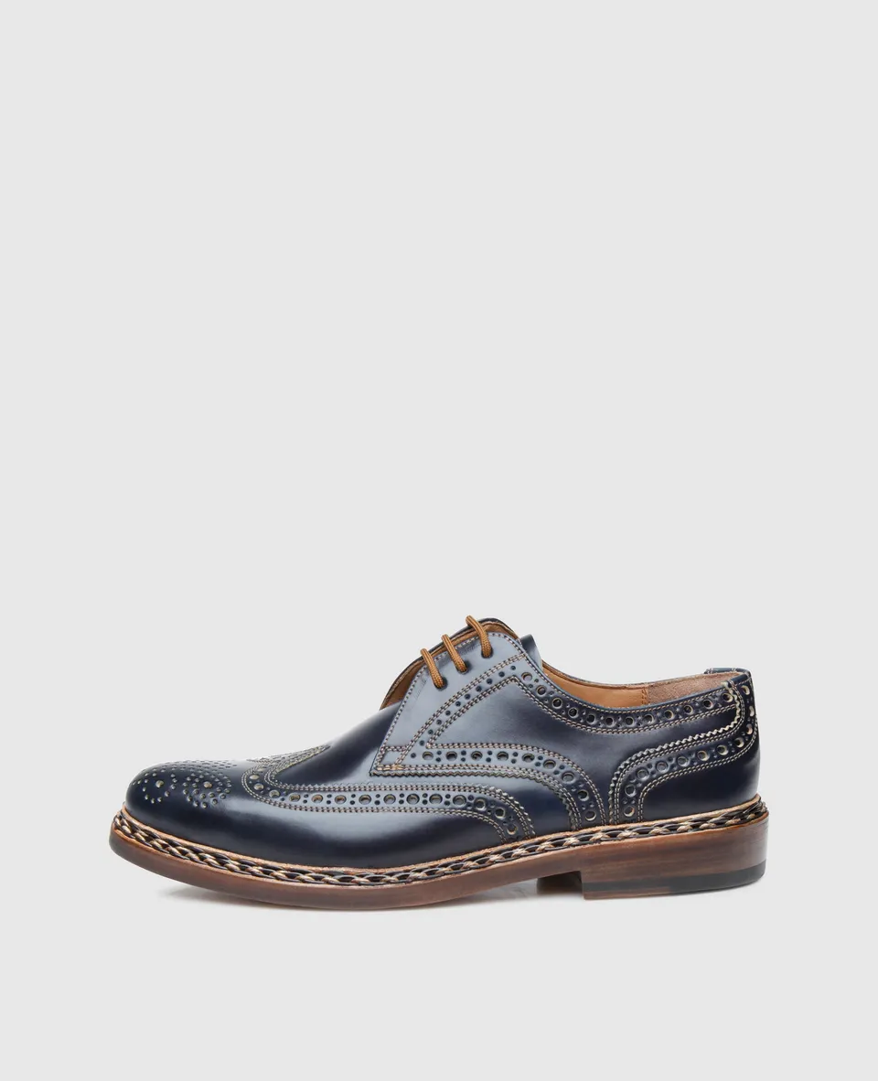 dinkelacker-buda-full-brogue-c-derby-navy-shell-cordovan image 1