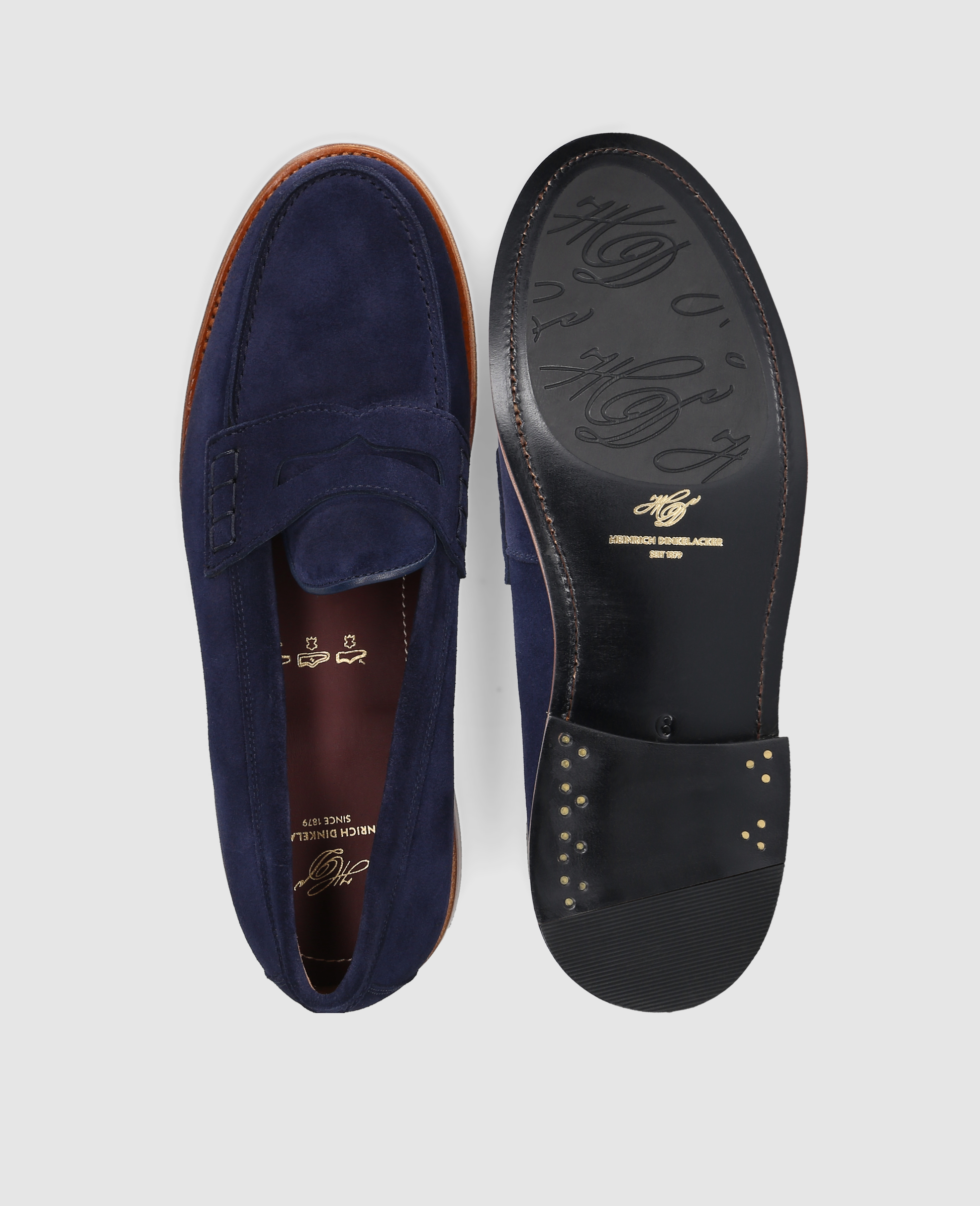 dinkelacker-wien-penny-v-slipper-blau-velours-memory-foam image 8