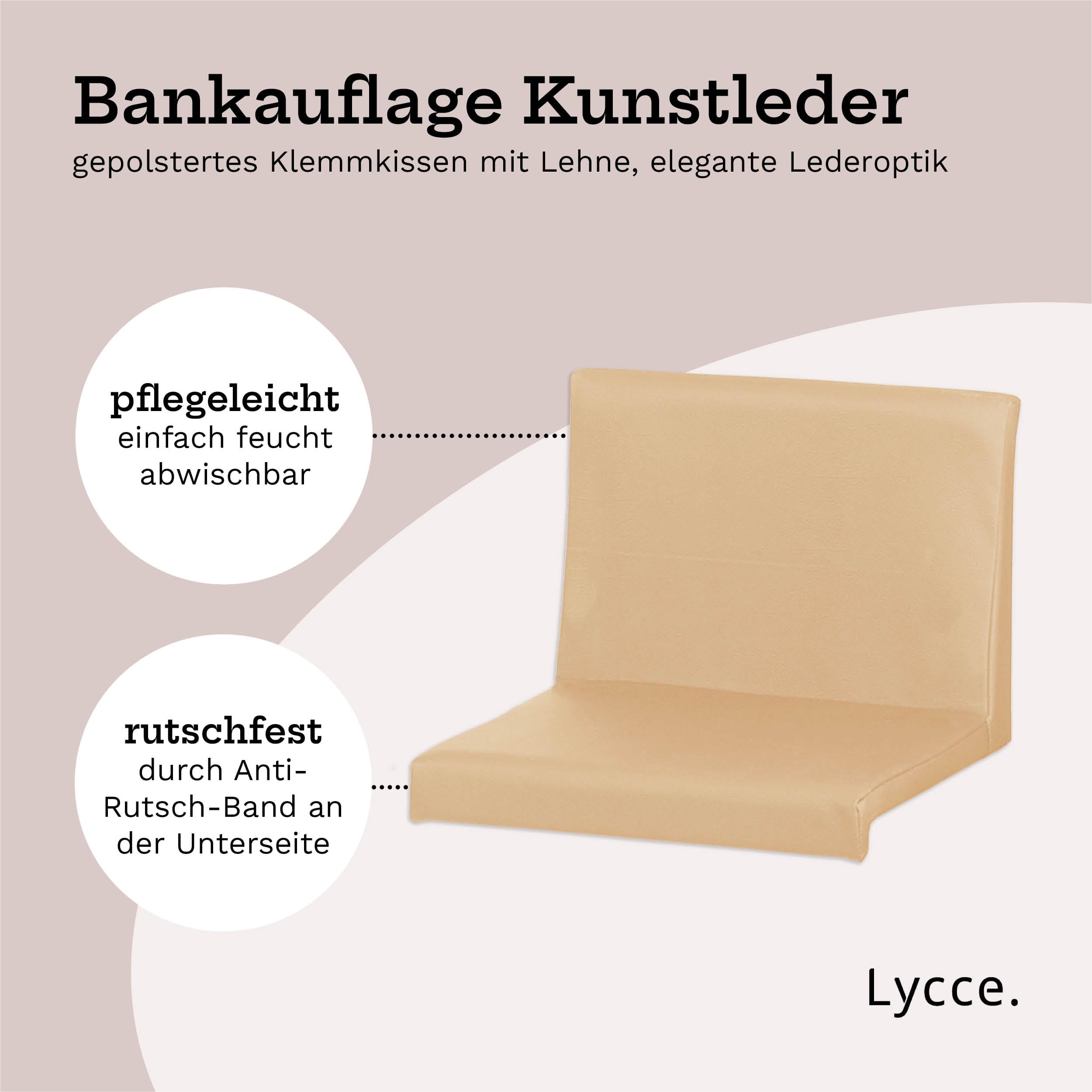 lycce-bankauflage-klemmkissen-1-leiste-mit-r-ckenkissen-kunstleder-beige image 3