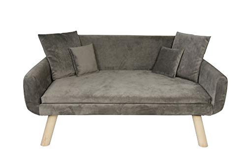 lycce-retro-tiersofa-velvet-f-r-hunde-katzen-taupe-gr-e-2-inkl-kissen image 5
