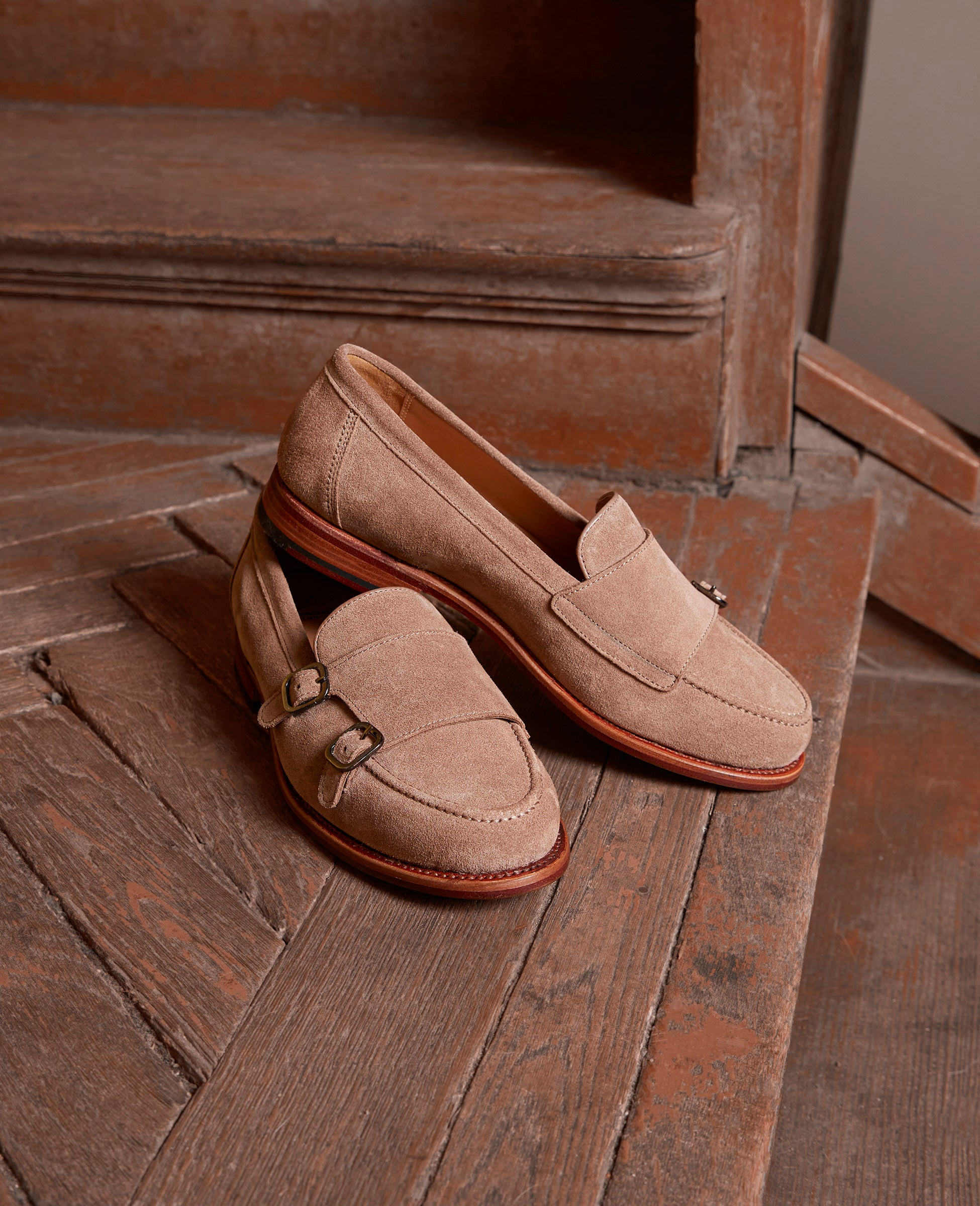 dinkelacker-wien-double-monk-v-beige-kalbsvelours-schnalle image 7