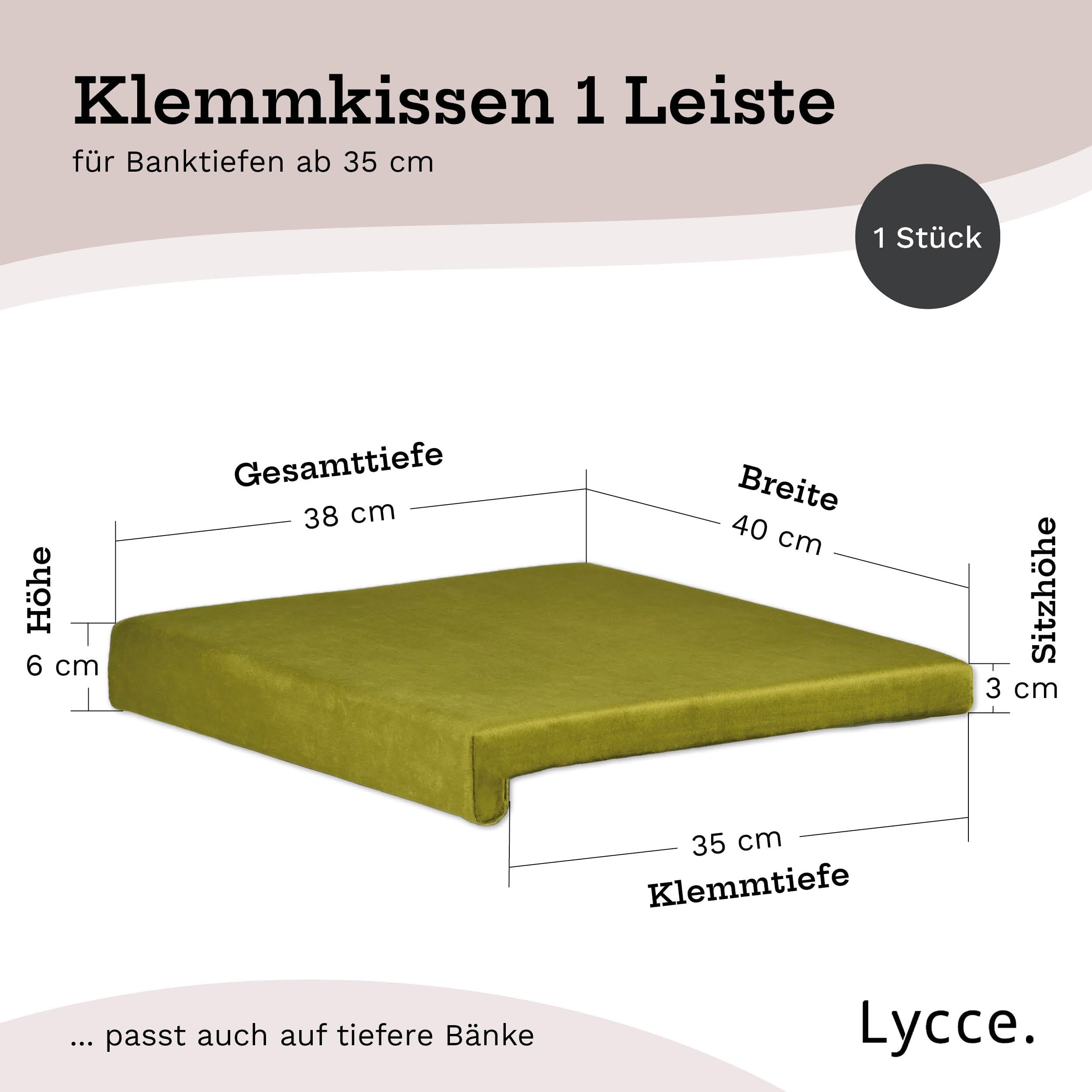 lycce-bankauflage-klemmkissen-1-leiste-samt-oliv-40x38x6-cm image 3