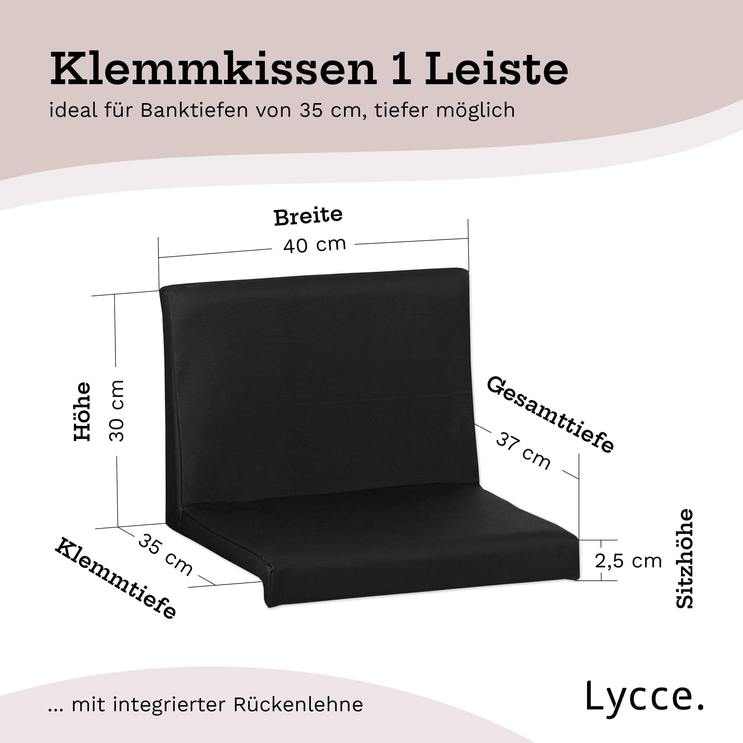 lycce-bankauflage-klemmkissen-1-leiste-mit-r-ckenkissen-kunstleder-schwarz image 2