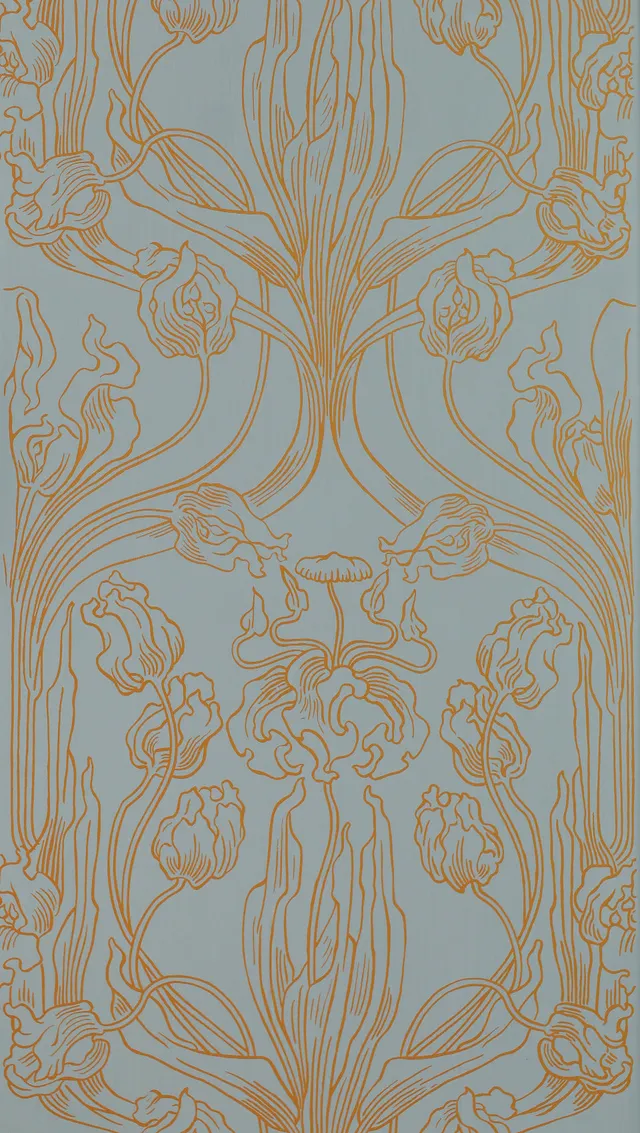 hembus-tapete-3070-d-tulpen-papiertapete-orange-hellblau image 1
