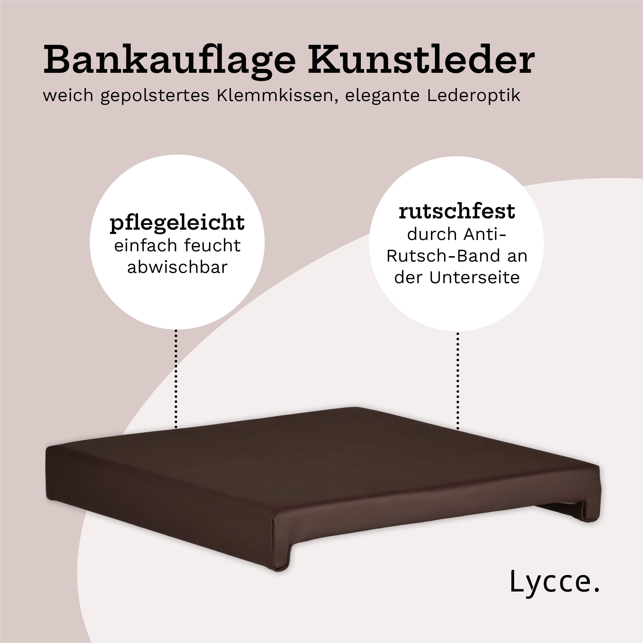 lycce-bankauflage-klemmkissen-2-leisten-kunstleder-braun-37-cm image 2