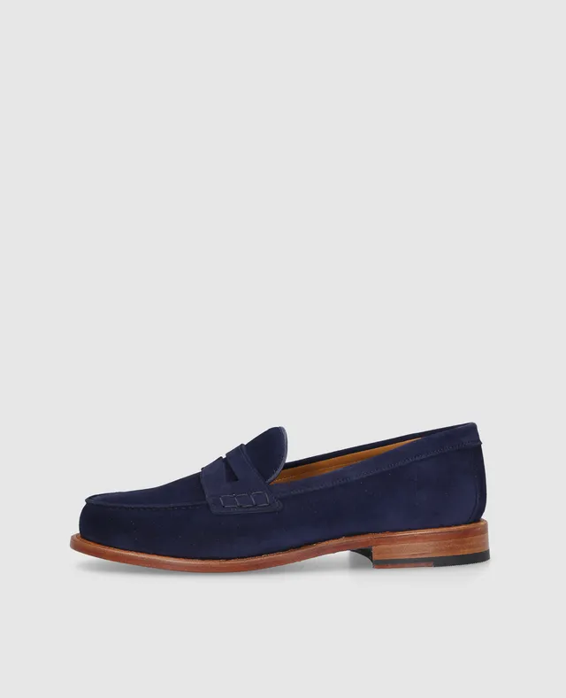 dinkelacker-wien-penny-v-slipper-blau-velours-memory-foam image 1