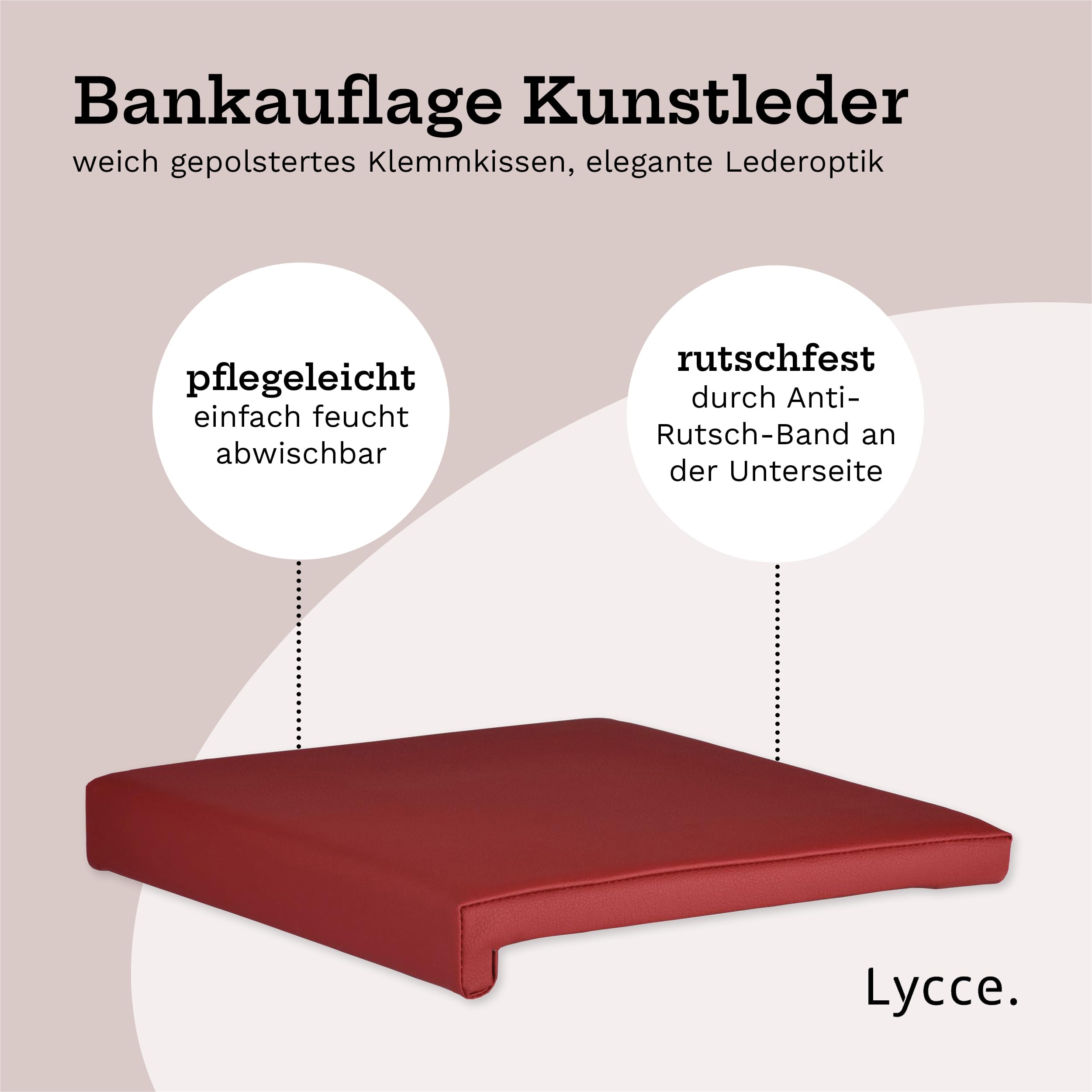 lycce-bankauflage-klemmkissen-1-leiste-kunstleder-rot-40x38x6-cm image 2