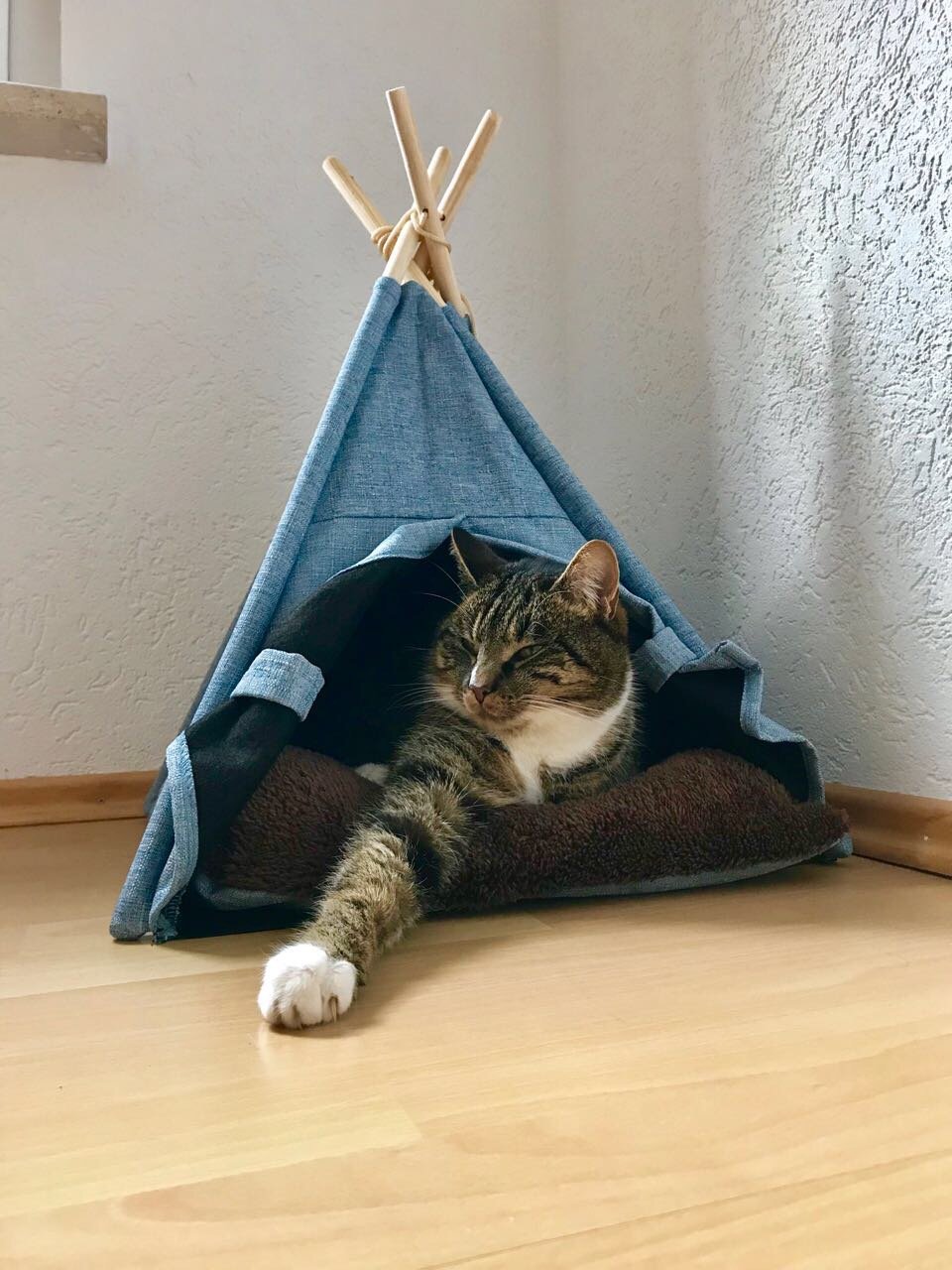lycce-tipi-zelt-jeans-eckiger-eingang-f-r-kleine-hunde-und-katzen image 1