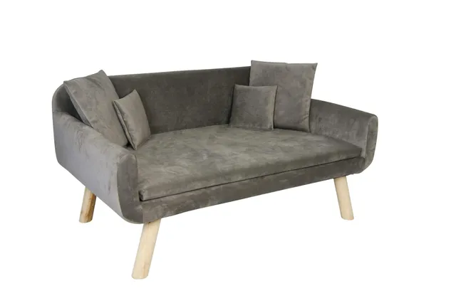 lycce-retro-tiersofa-velvet-f-r-hunde-katzen-taupe-gr-e-2-inkl-kissen image 1