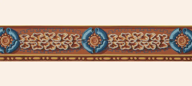 hembus-borte-262-a-blaue-rosettenborte-papiertapetenborte image 1