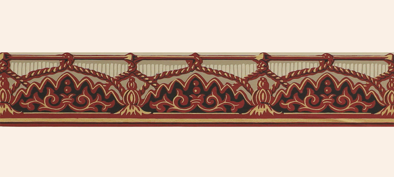 hembus-borte-521-b-poggenpuhls-tapetenborte-6-7-cm-rot-schwarz image 1