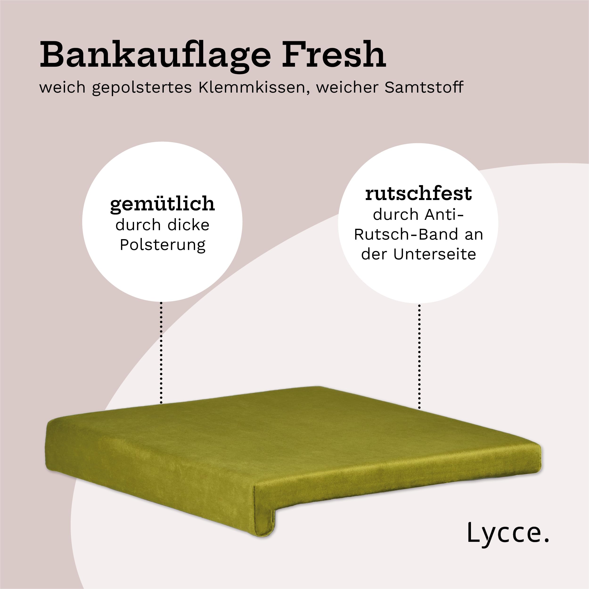 lycce-bankauflage-klemmkissen-1-leiste-samt-oliv-40x38x6-cm image 2