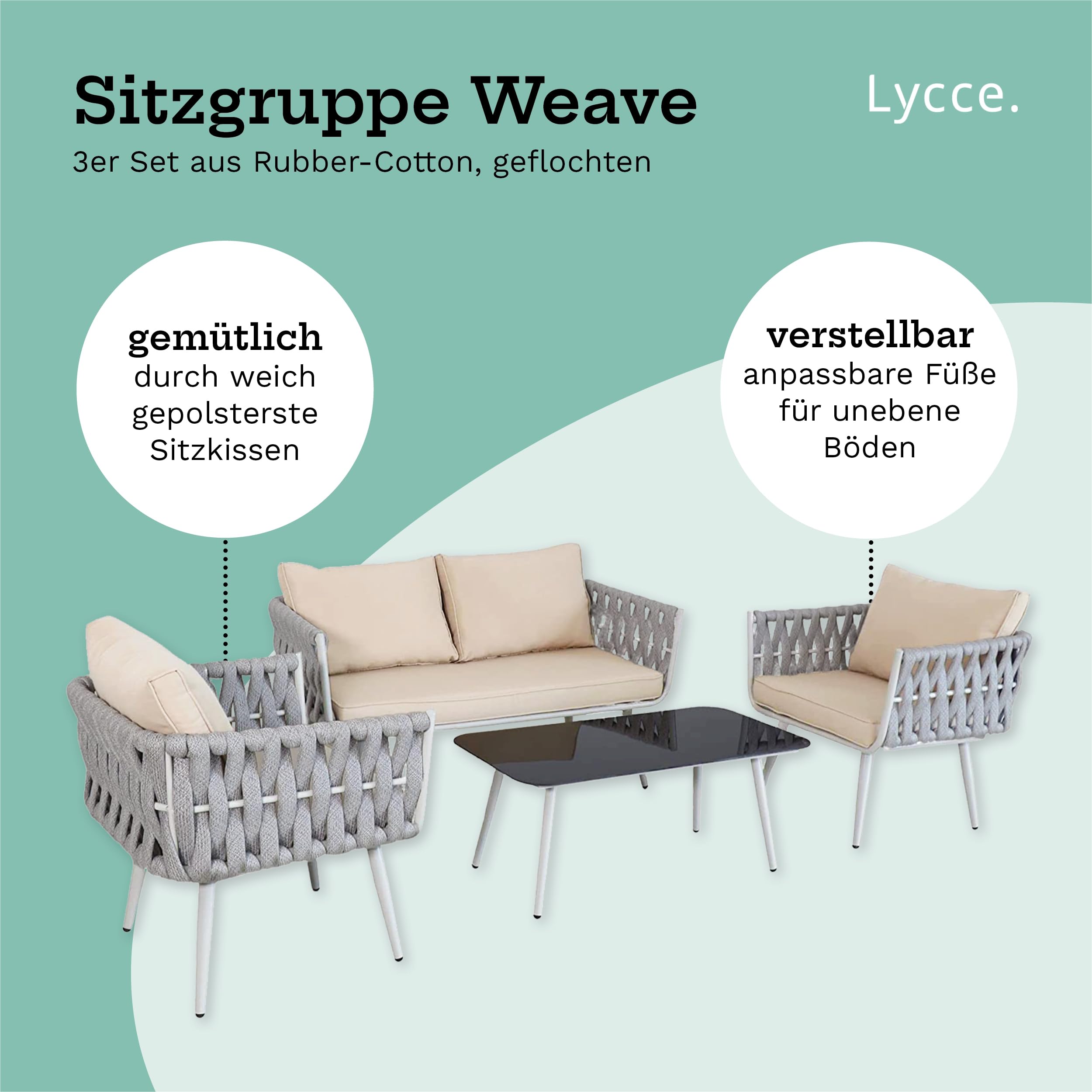 lycce-terrassenm-bel-gartenm-bel-set-4-sitzer-grau-rubber-cotton-mit-alu-gestell image 3