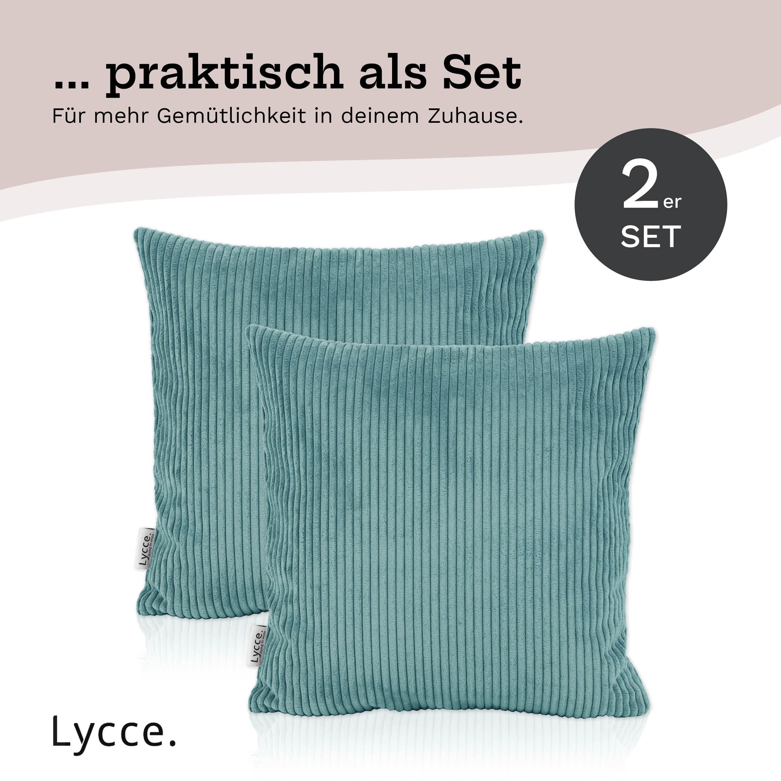 lycce-kissenbez-ge-2er-set-cord-50-x-50-cm-t-rkis image 5