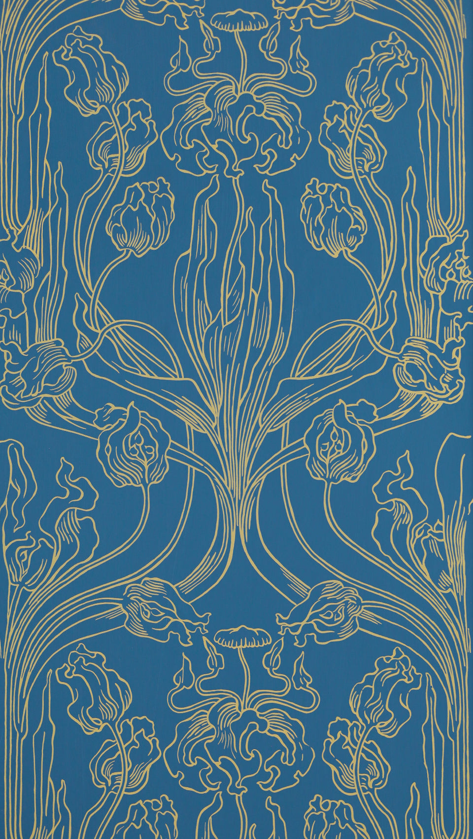 hembus-tapete-3070-b-tulpen-gelb-auf-blau-papiertapete image 1