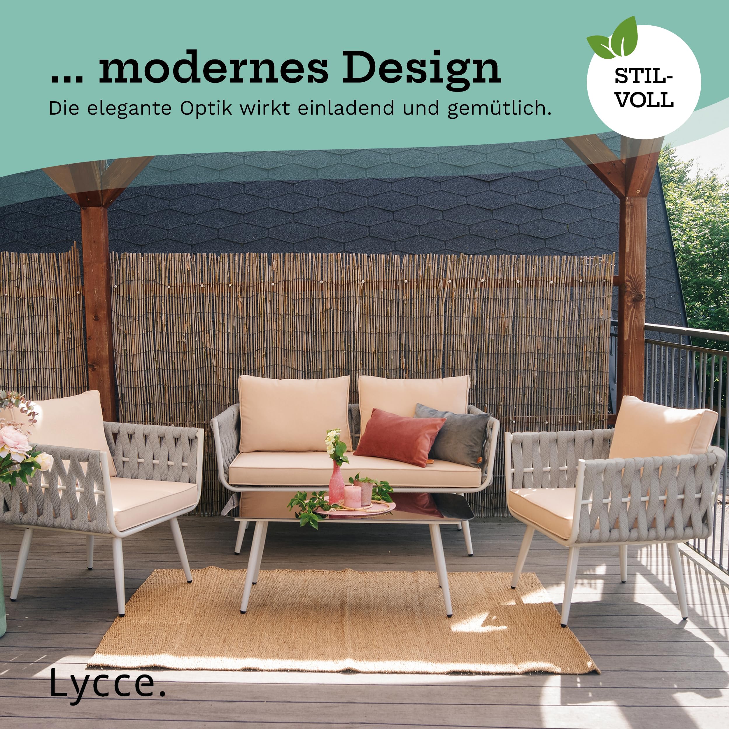lycce-terrassenm-bel-gartenm-bel-set-4-sitzer-grau-rubber-cotton-mit-alu-gestell image 2