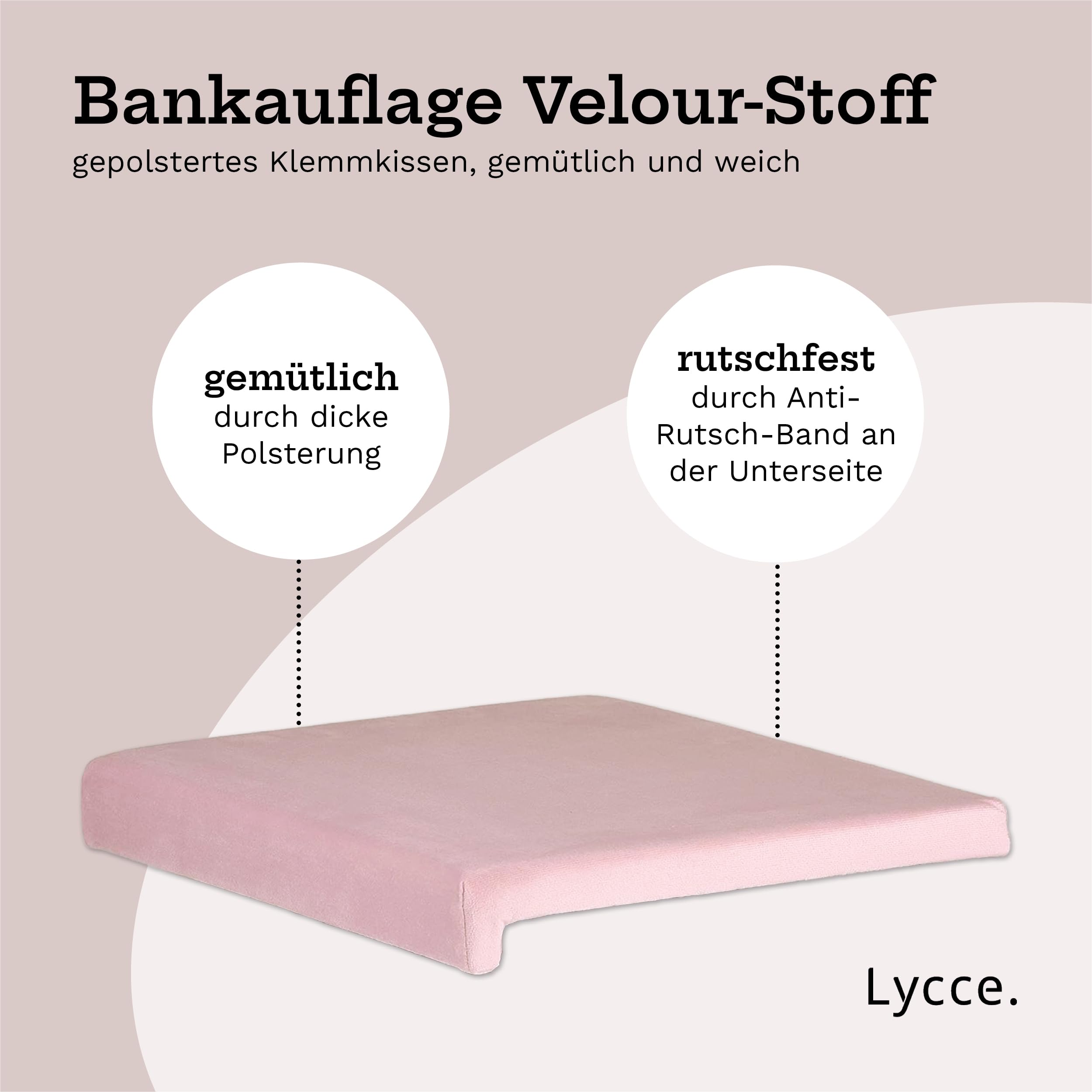 lycce-bankauflage-klemmkissen-1-leiste-velours-rosa-40x38x6-cm image 3