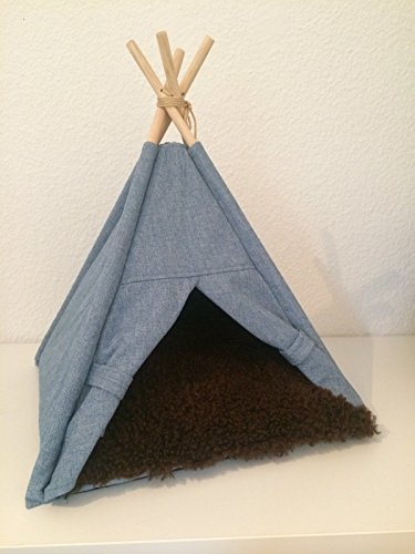 lycce-tipi-zelt-jeans-eckiger-eingang-f-r-kleine-hunde-und-katzen image 3