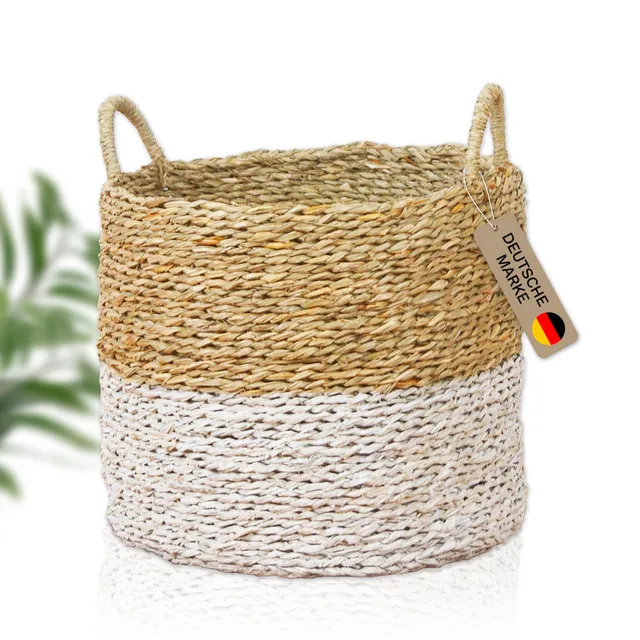 lycce-w-schekorb-mit-henkel-seegras-beige-wei-gr-1-36-x-h-30-cm-ca-30-l image 1