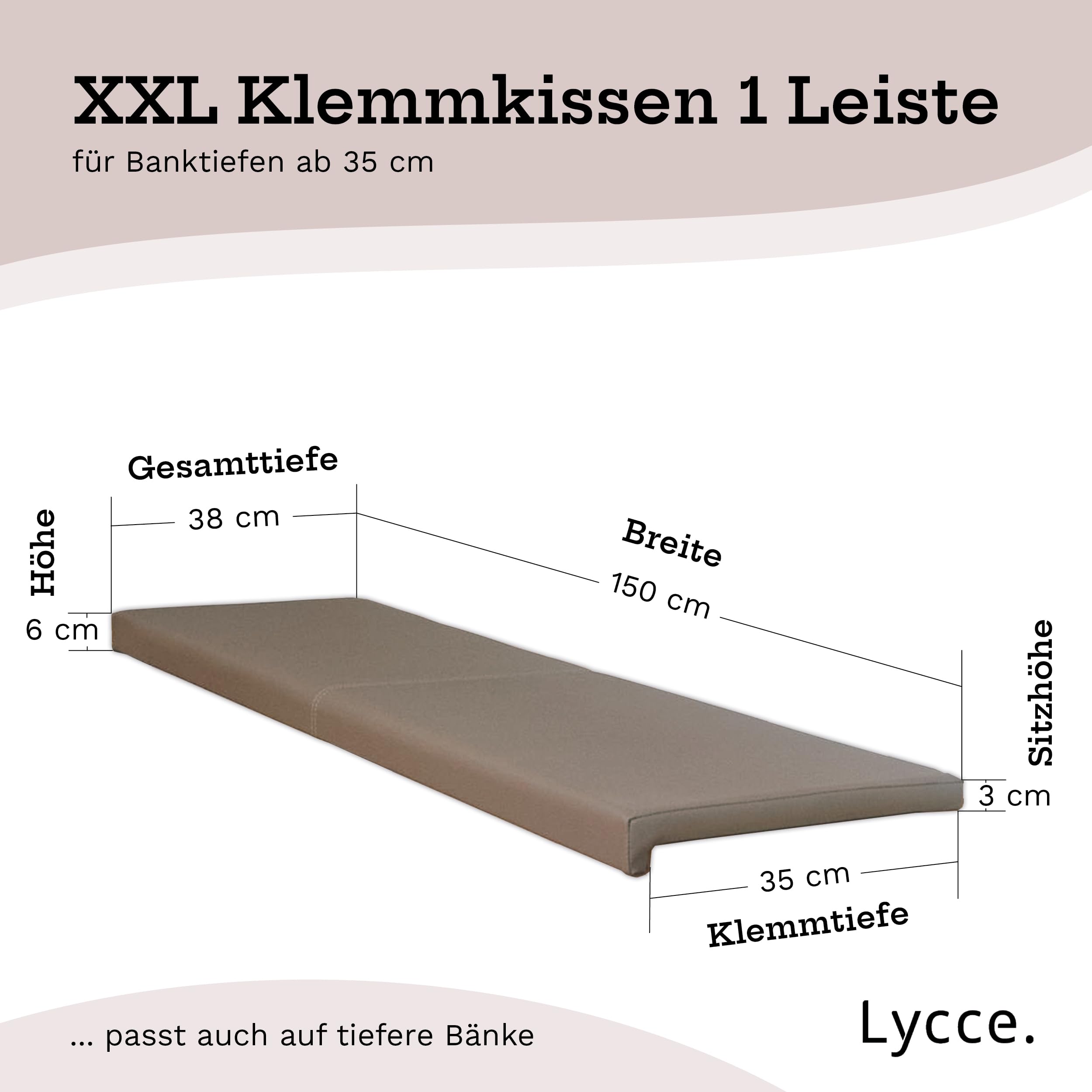 lycce-bankauflage-klemmkissen-1-leiste-xxl-3-sitzer-kunstleder-taupe image 2