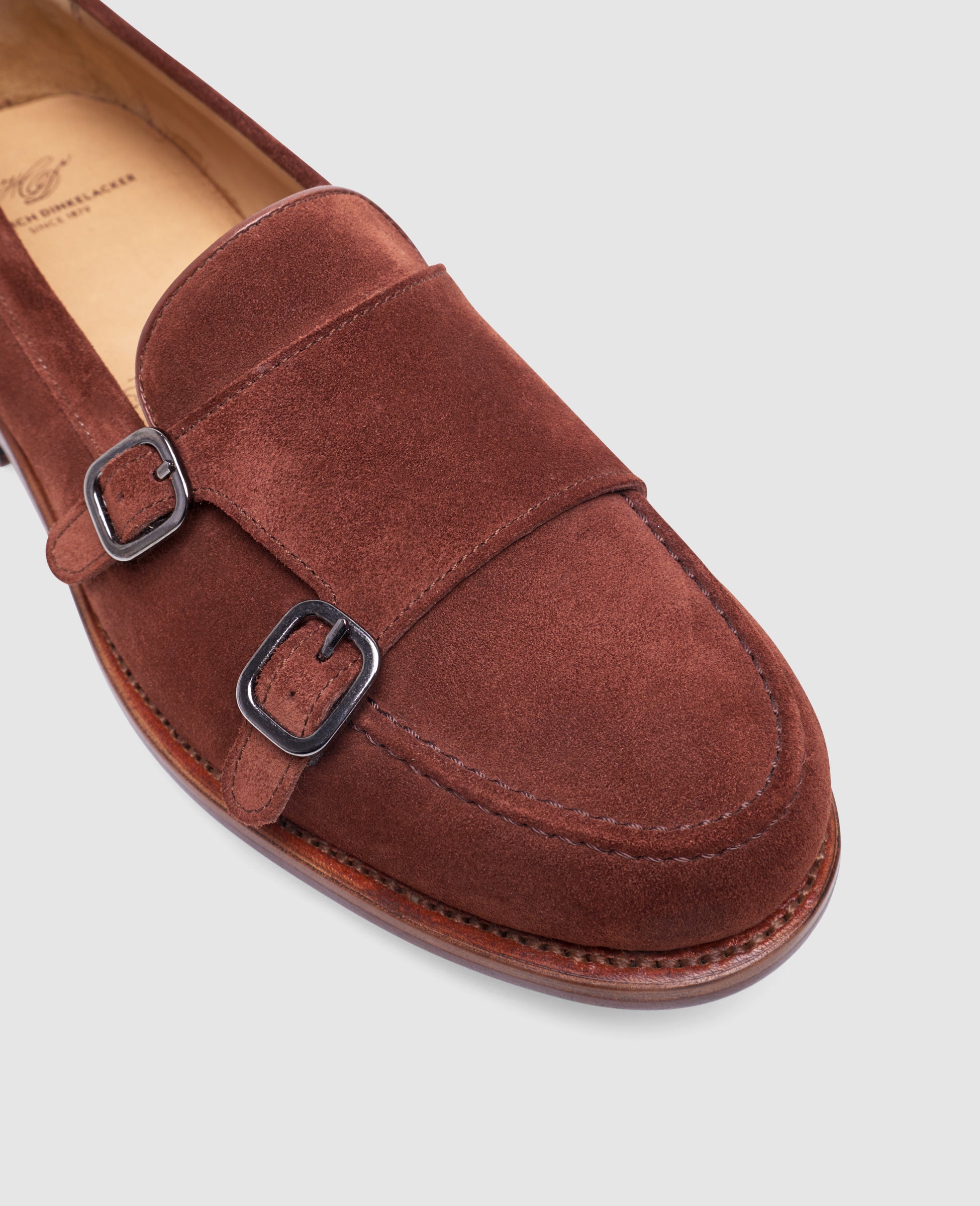 dinkelacker-wien-double-monk-v-rotbraun-kalbsvelours-schnallenschuh image 4