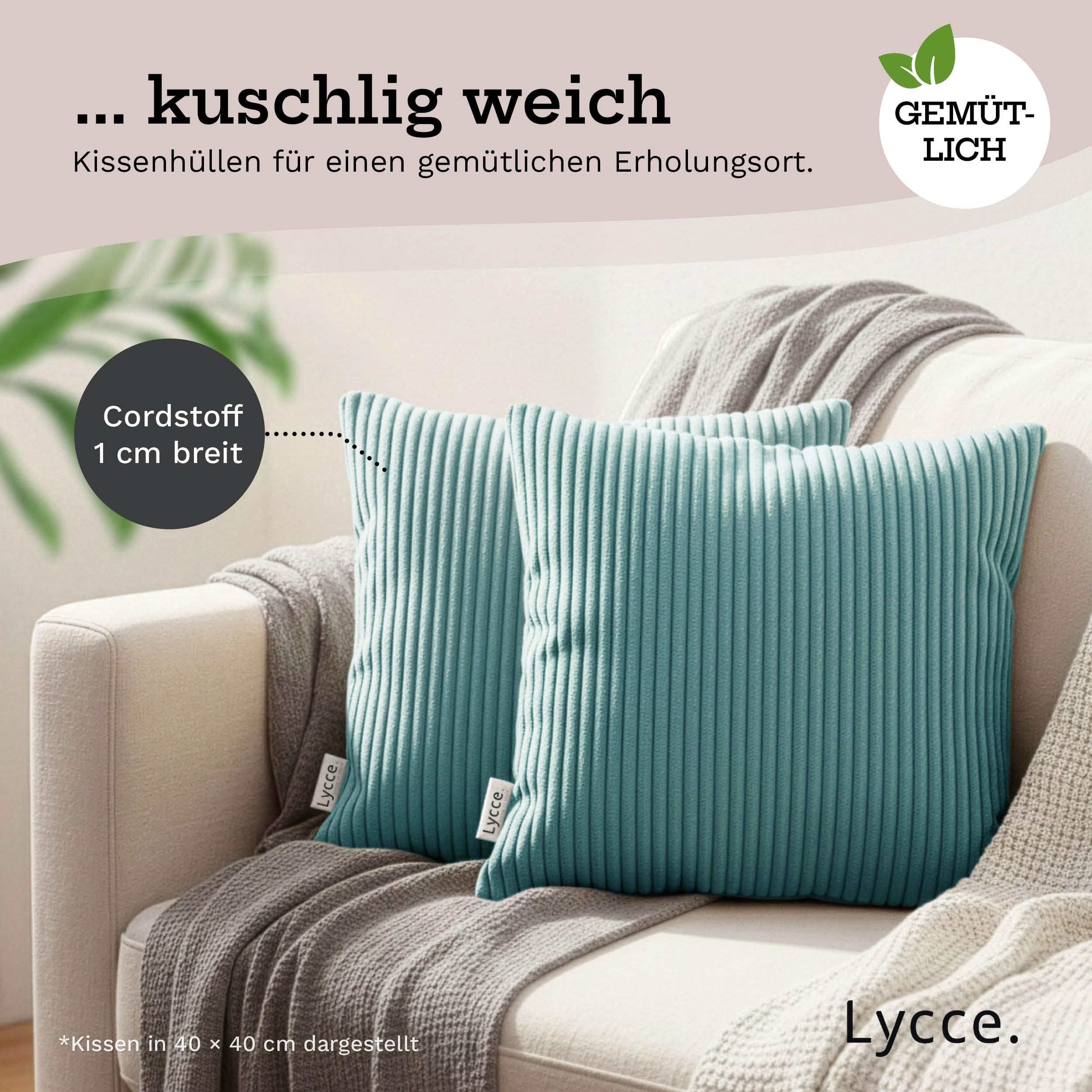 lycce-kissenbez-ge-2er-set-cord-50-x-50-cm-t-rkis image 2