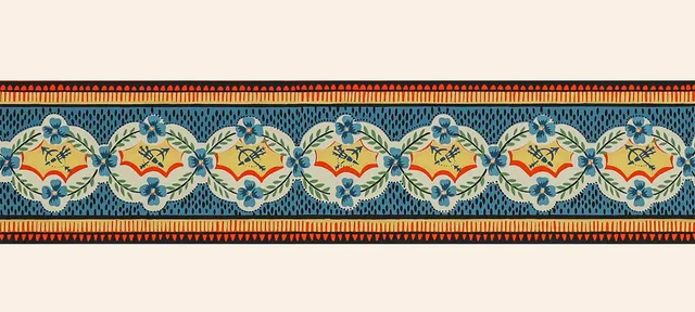 hembus-borte-4040-bogenspiel-papiertapeten-borte-11-cm-blau-gr-n-gelb image 1