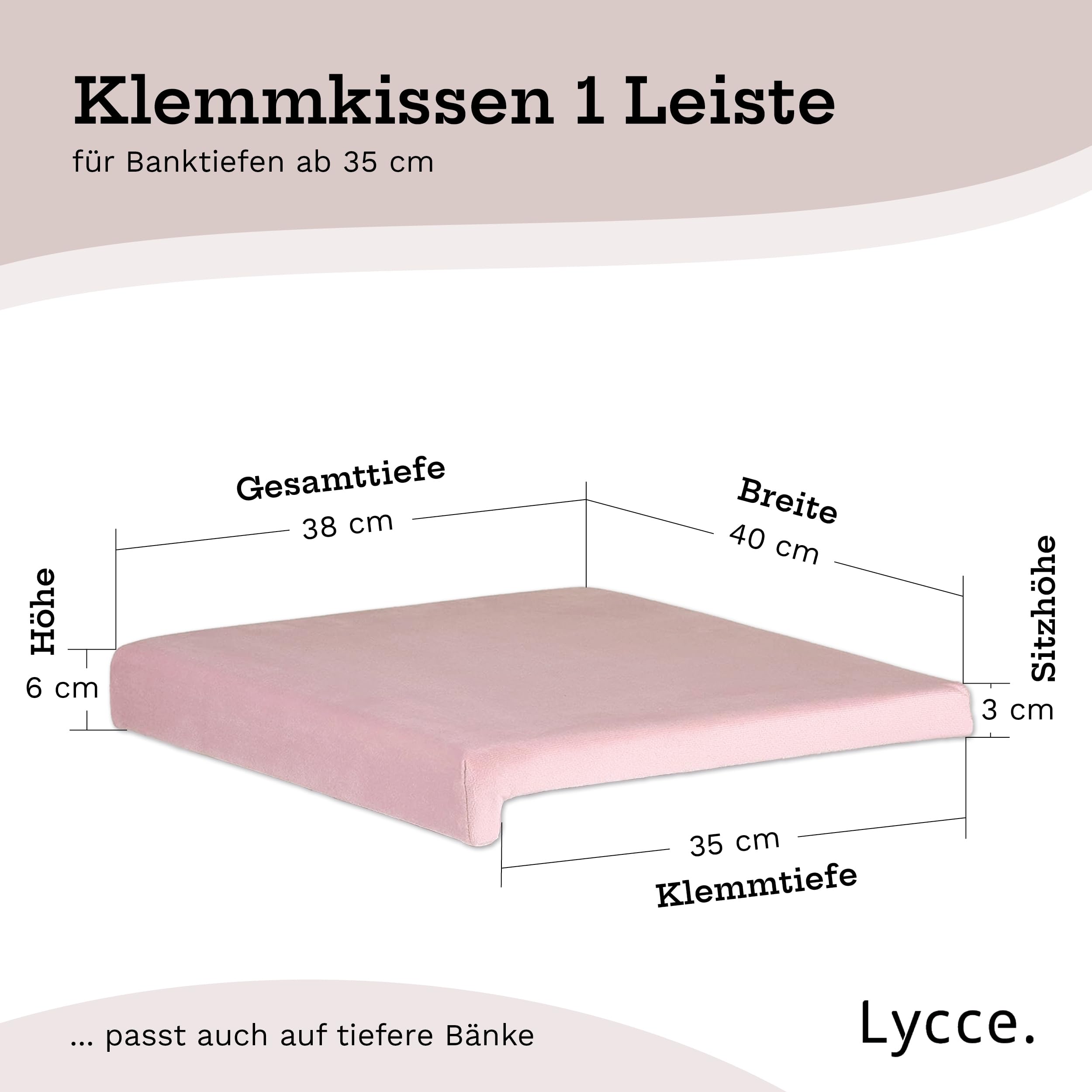 lycce-bankauflage-klemmkissen-1-leiste-velours-rosa-40x38x6-cm image 2