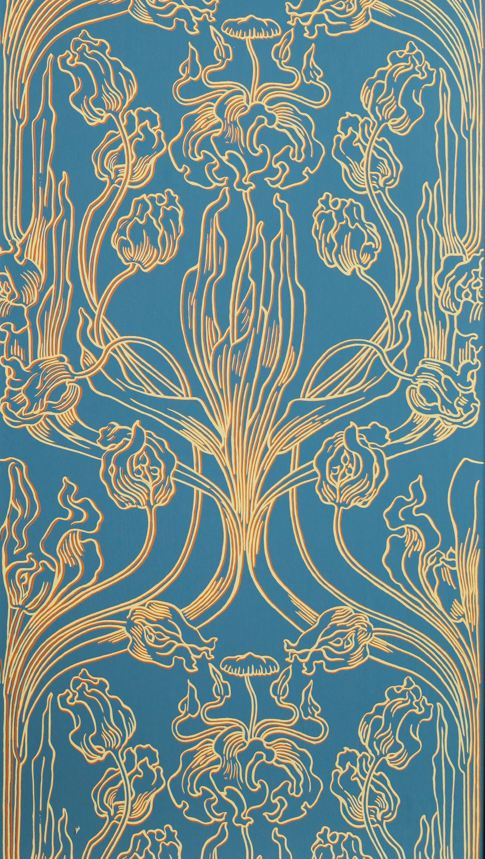 hembus-tapete-3070-tulpen-papiertapete-gelb-orange-auf-blau-52-cm image 1