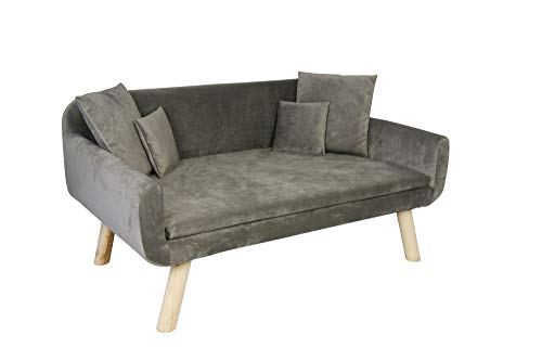 lycce-retro-tiersofa-velvet-f-r-hunde-katzen-taupe-gr-e-2-inkl-kissen image 4