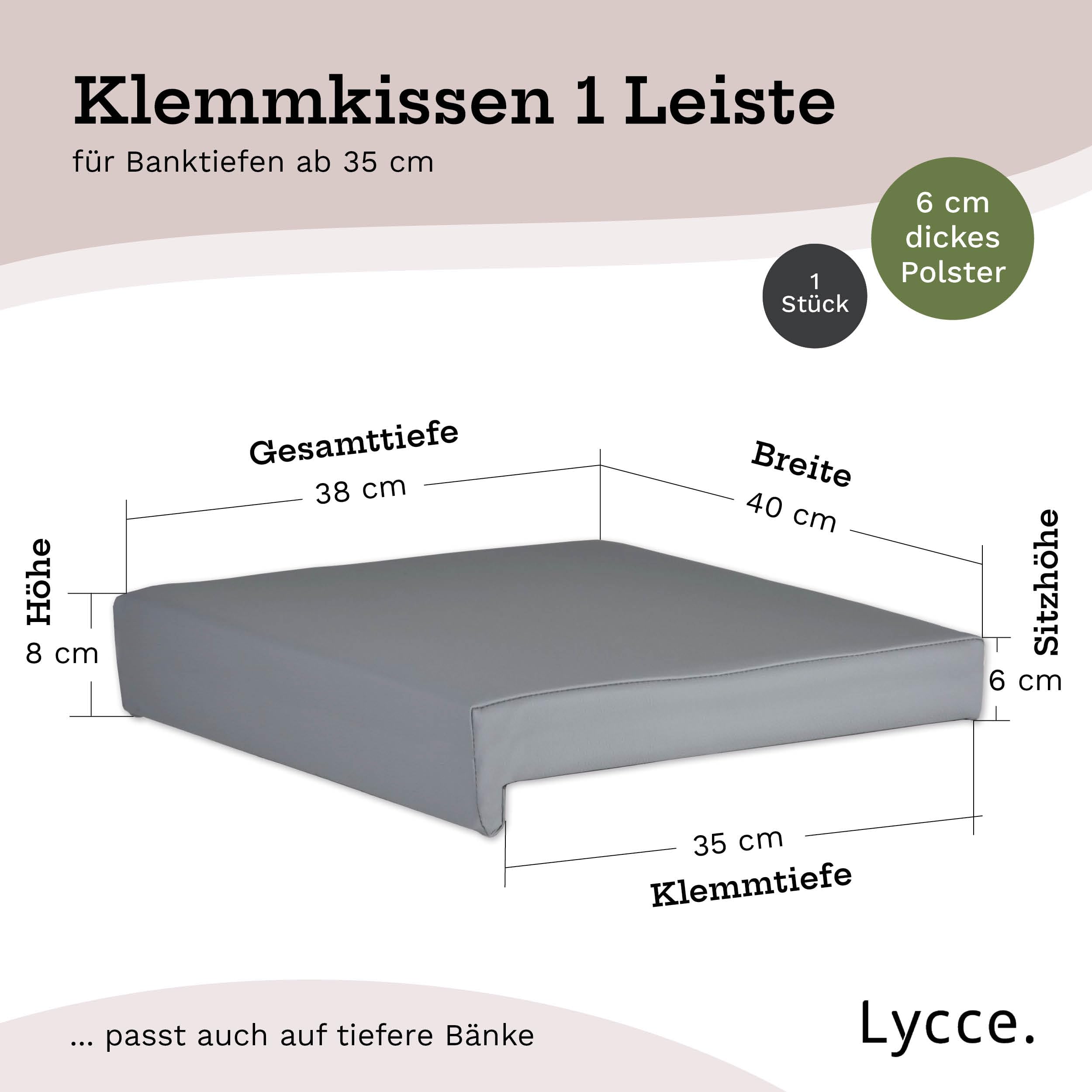 lycce-bankauflage-klemmkissen-kunstleder-1-leiste-grau-40x38x8-cm image 4