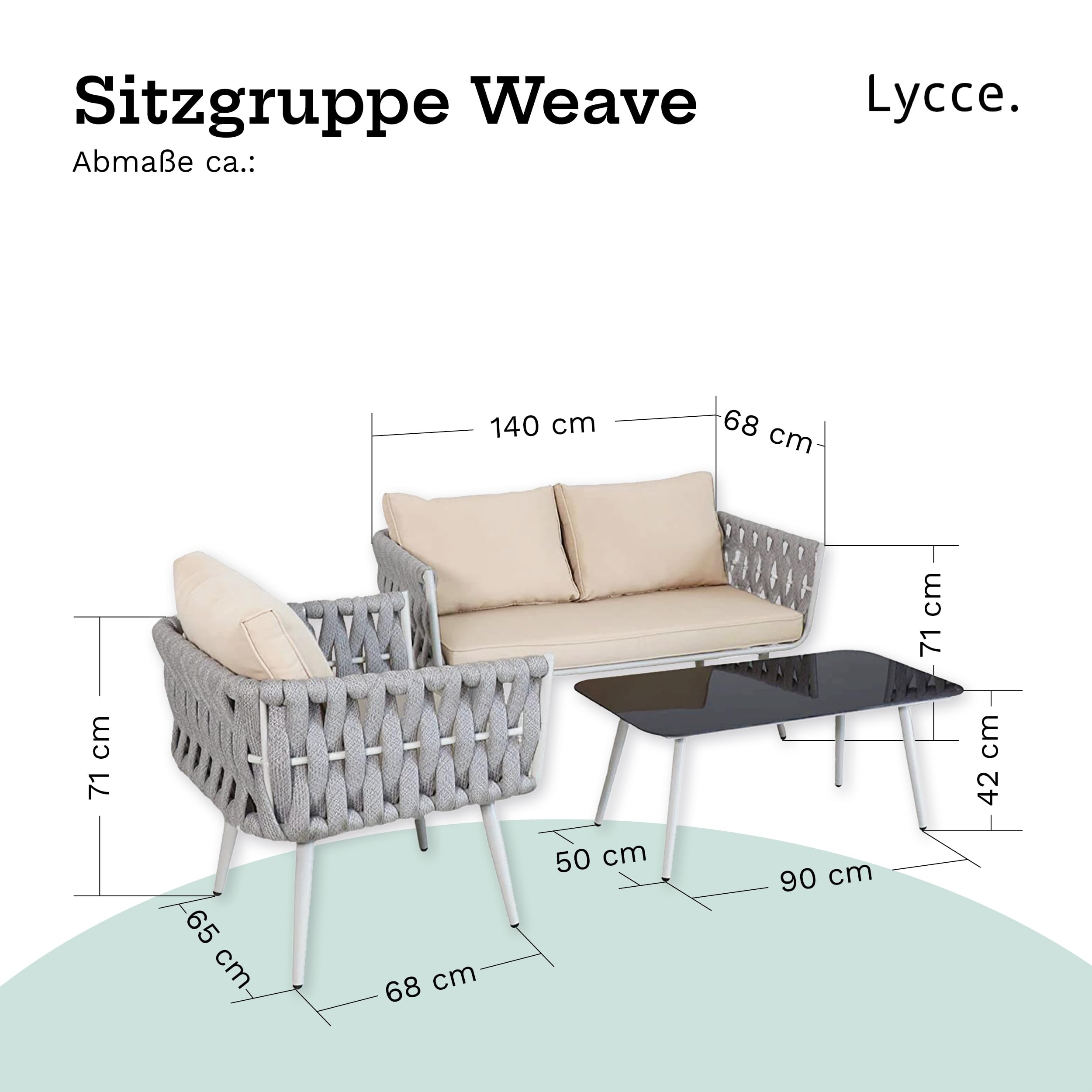 lycce-terrassenm-bel-gartenm-bel-set-4-sitzer-grau-rubber-cotton-mit-alu-gestell image 4