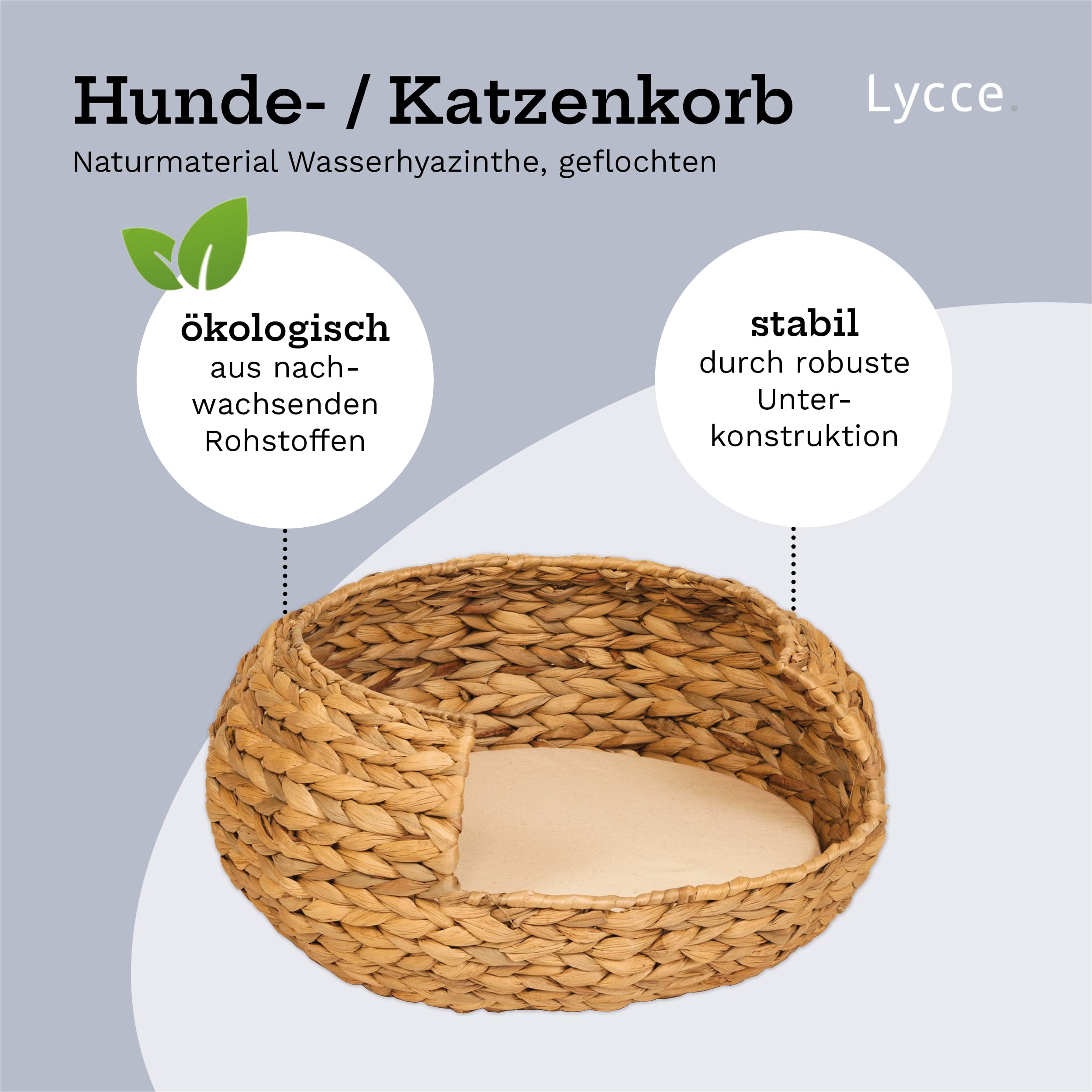 lycce-katzenkorb-opal-42-cm-wasserhyazinthe-mit-kissen image 2