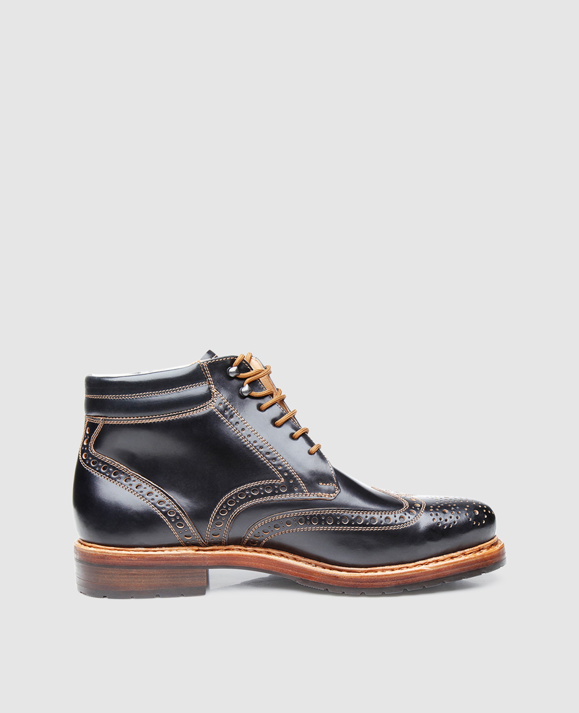 dinkelacker-buda-full-brogue-c-boot-schwarz-shell-cordovan-lammfell image 3