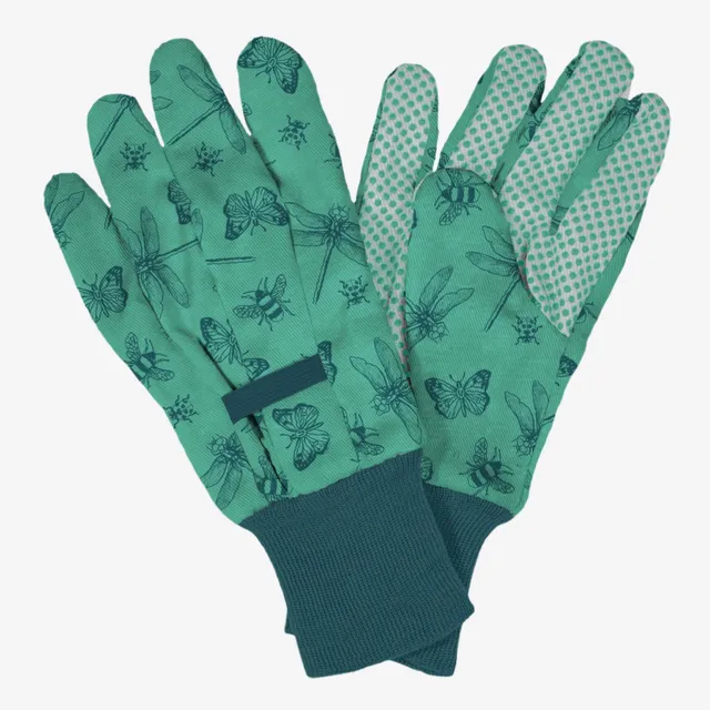 kent-stowe-green-flutterbugs-print-cotton-gloves-medium image 1