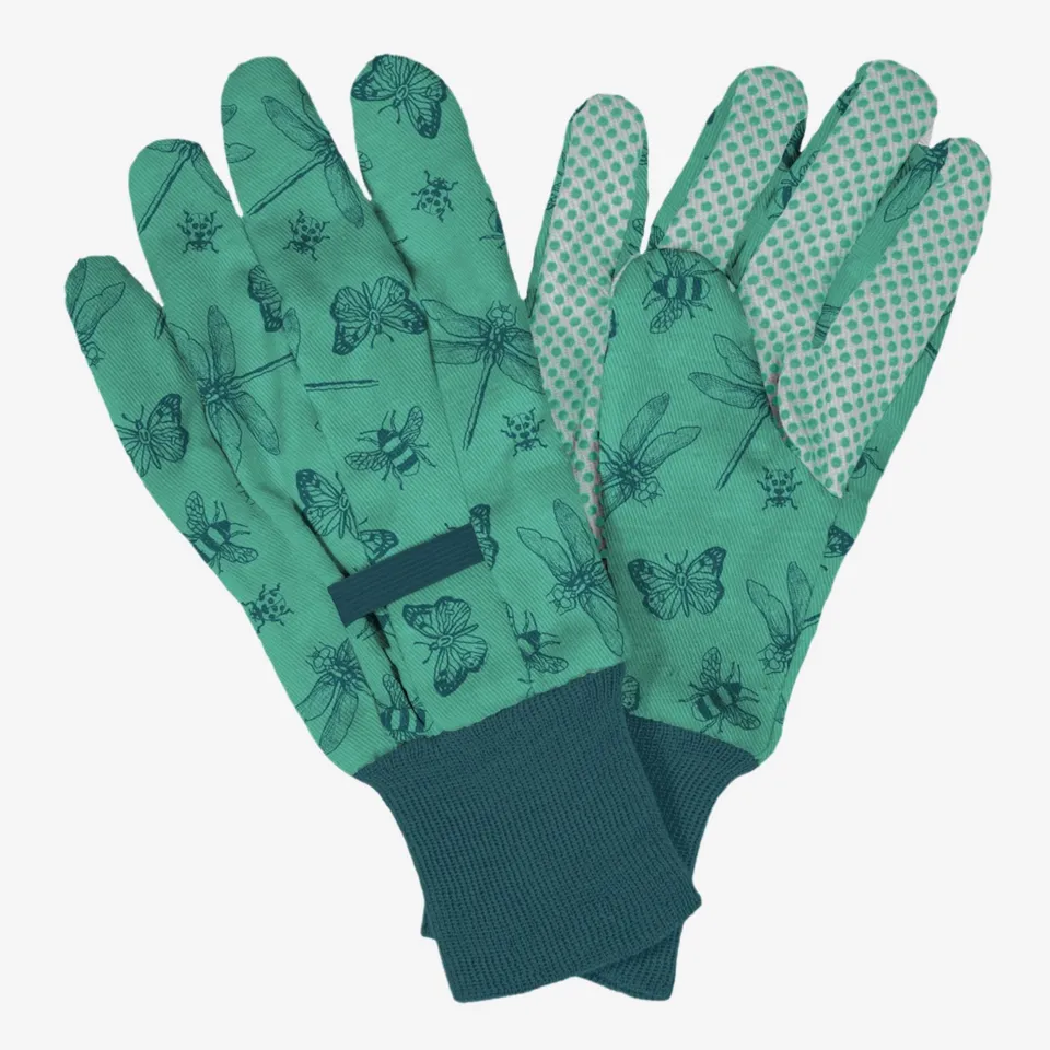 kent-stowe-green-flutterbugs-print-cotton-gloves-medium image 1