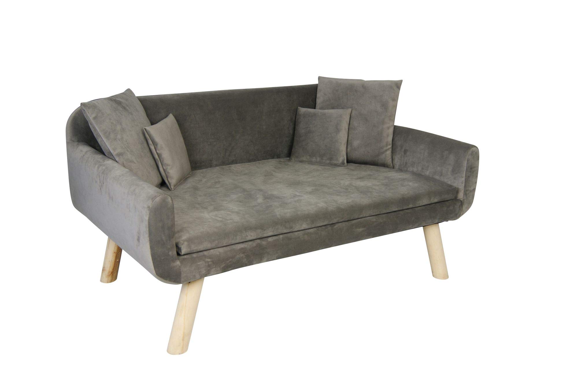 lycce-retro-tiersofa-velvet-f-r-hunde-katzen-taupe-gr-e-2-inkl-kissen image 1