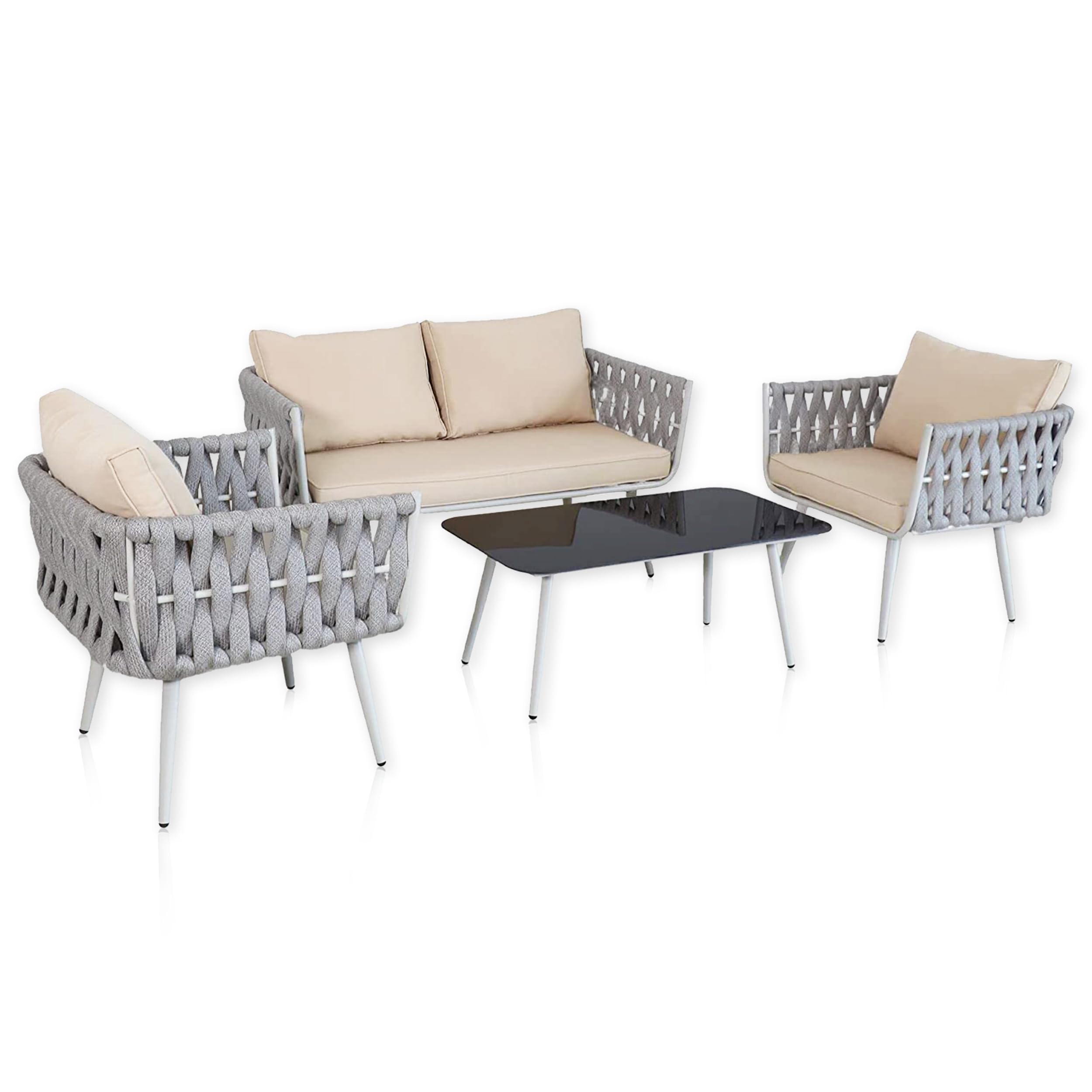 lycce-terrassenm-bel-gartenm-bel-set-4-sitzer-grau-rubber-cotton-mit-alu-gestell image 1