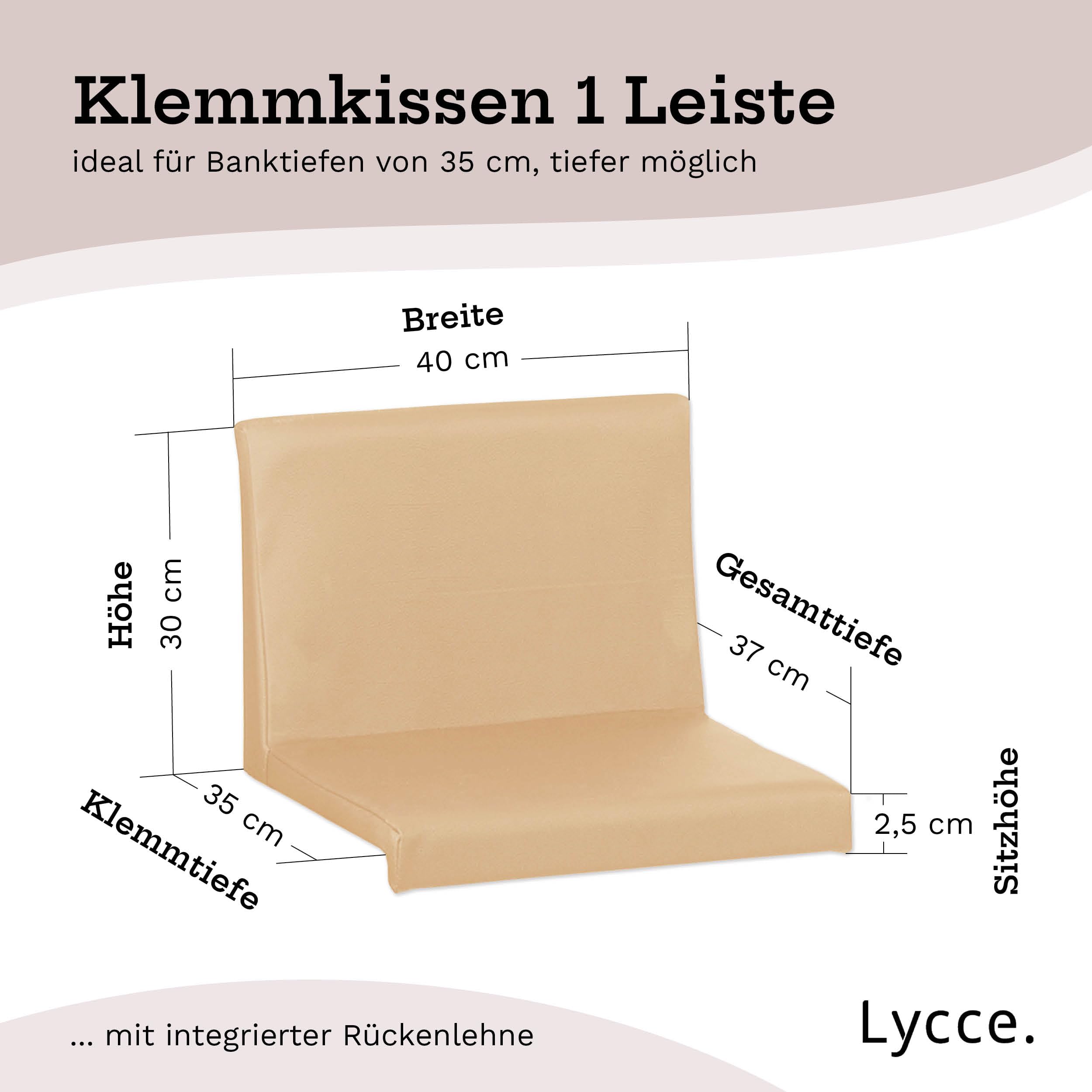 lycce-bankauflage-klemmkissen-1-leiste-mit-r-ckenkissen-kunstleder-beige image 2
