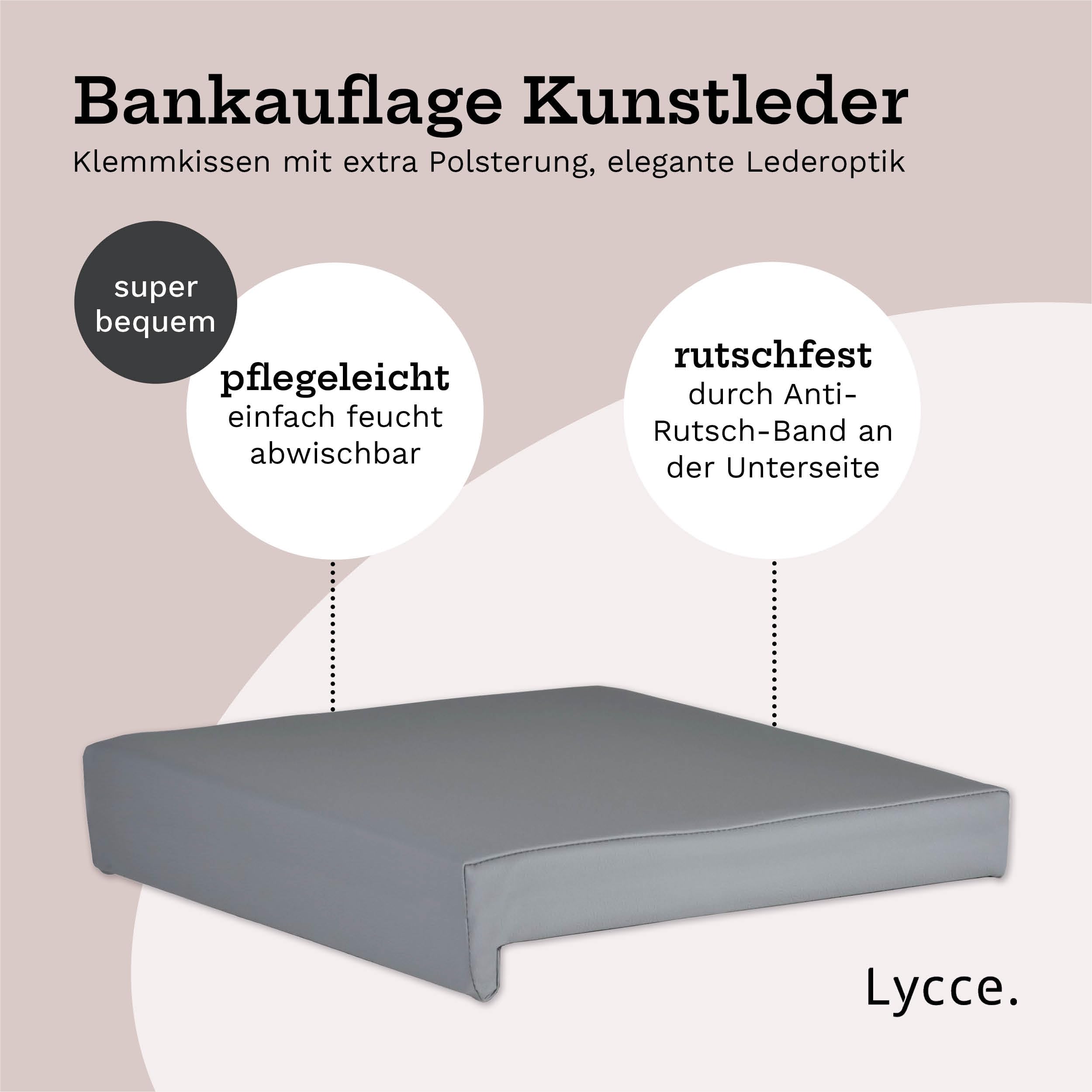 lycce-bankauflage-klemmkissen-kunstleder-1-leiste-grau-40x38x8-cm image 3
