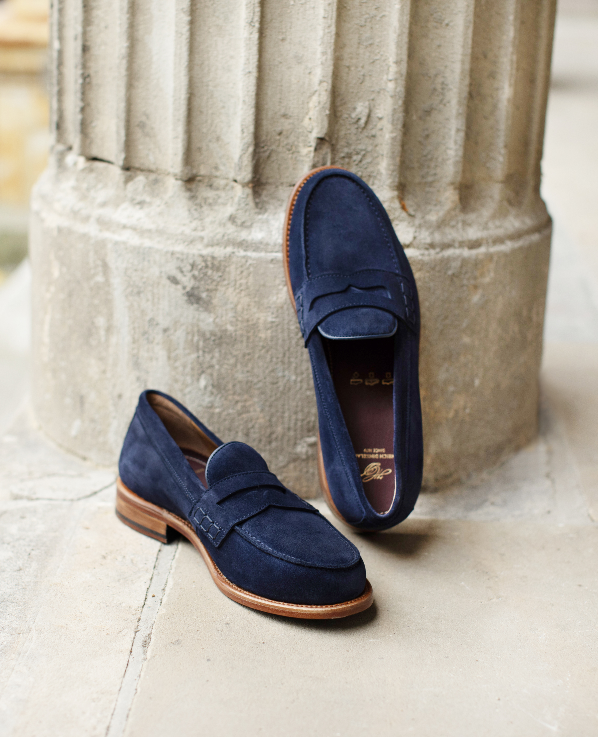 dinkelacker-wien-penny-v-slipper-blau-velours-memory-foam image 2